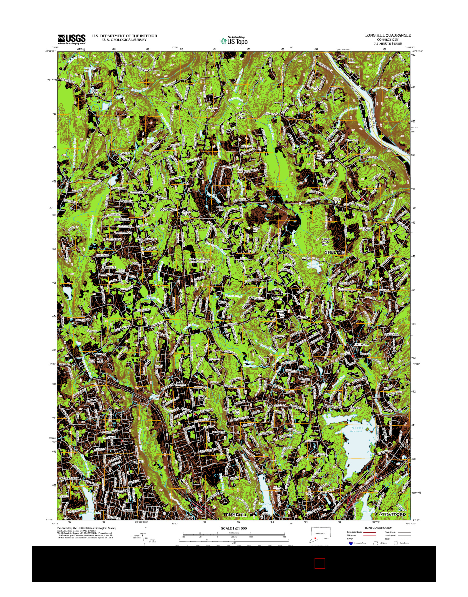 USGS US TOPO 7.5-MINUTE MAP FOR LONG HILL, CT 2012