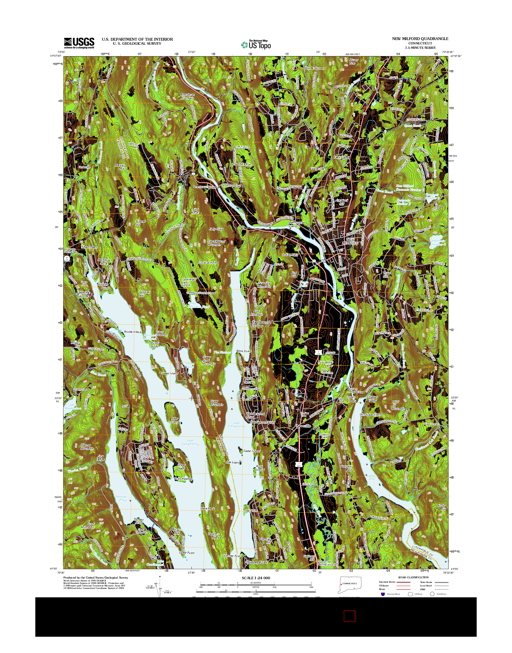 USGS US TOPO 7.5-MINUTE MAP FOR NEW MILFORD, CT 2012