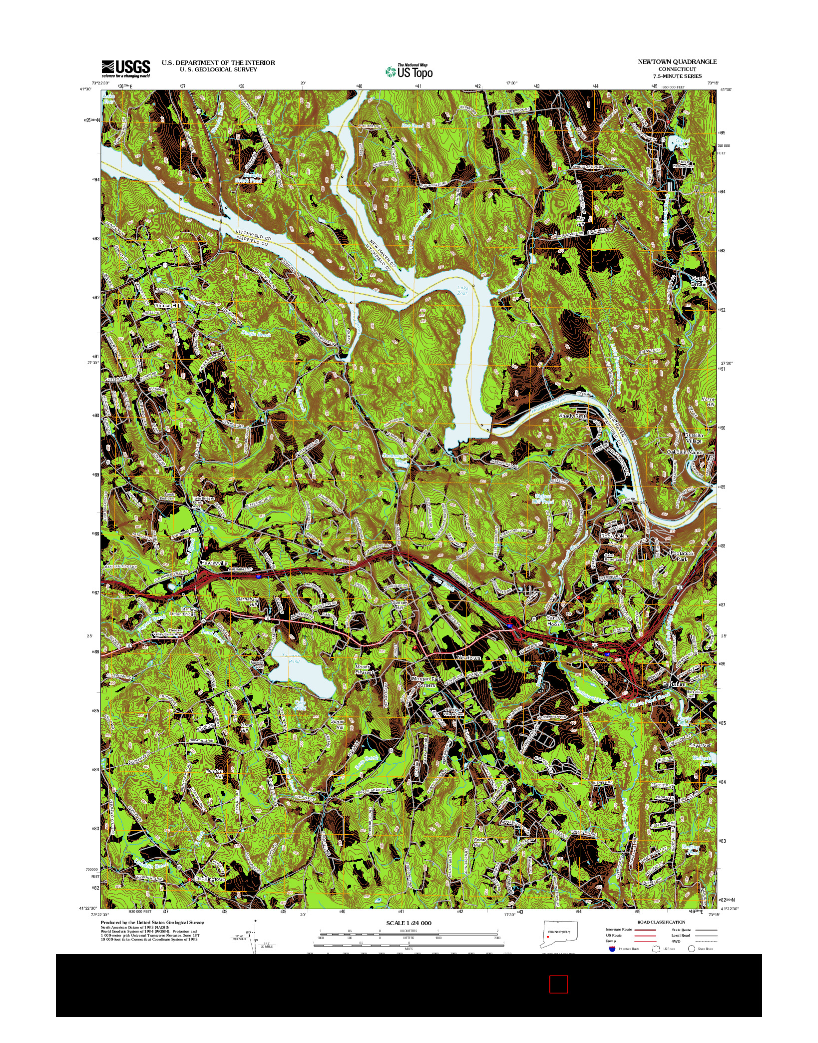 USGS US TOPO 7.5-MINUTE MAP FOR NEWTOWN, CT 2012