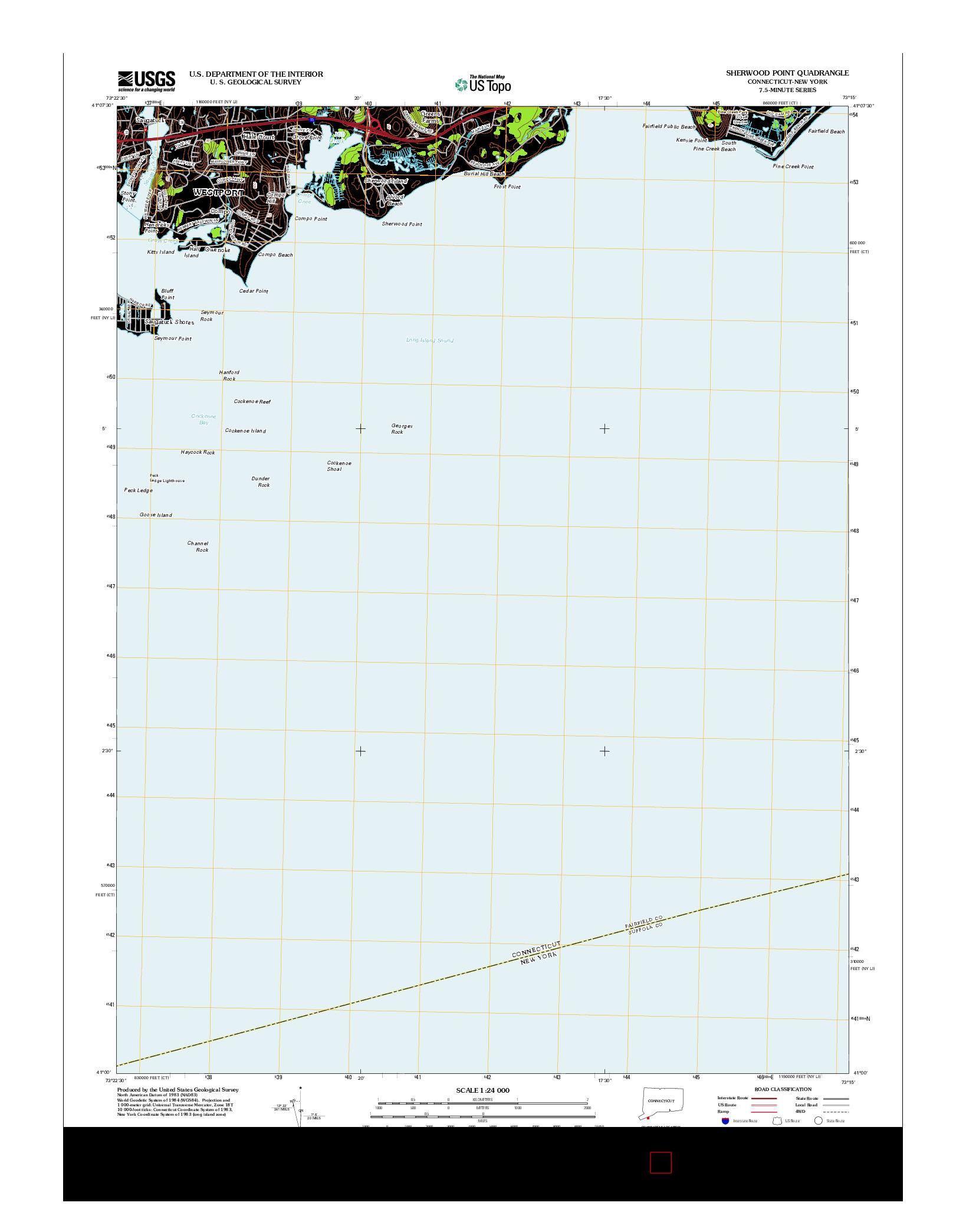 USGS US TOPO 7.5-MINUTE MAP FOR SHERWOOD POINT, CT-NY 2012