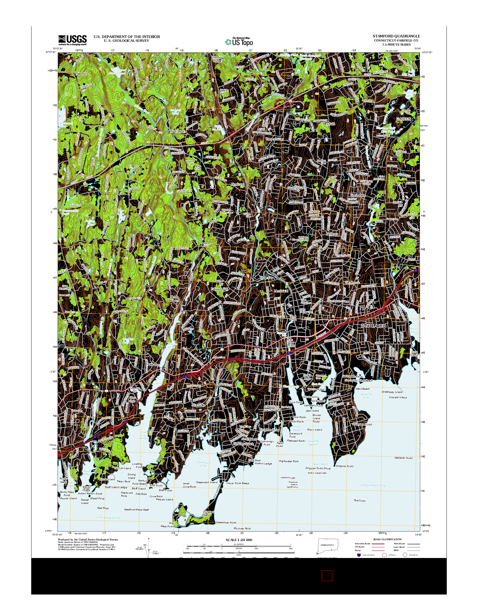 USGS US TOPO 7.5-MINUTE MAP FOR STAMFORD, CT 2012