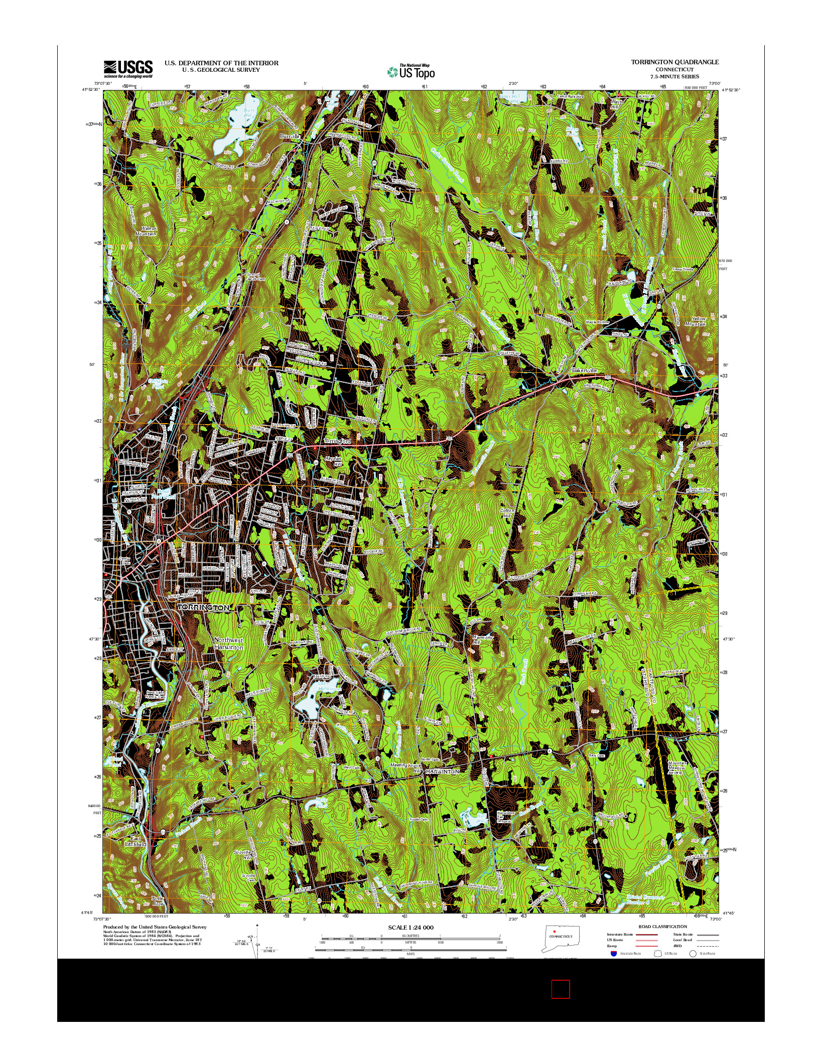 USGS US TOPO 7.5-MINUTE MAP FOR TORRINGTON, CT 2012