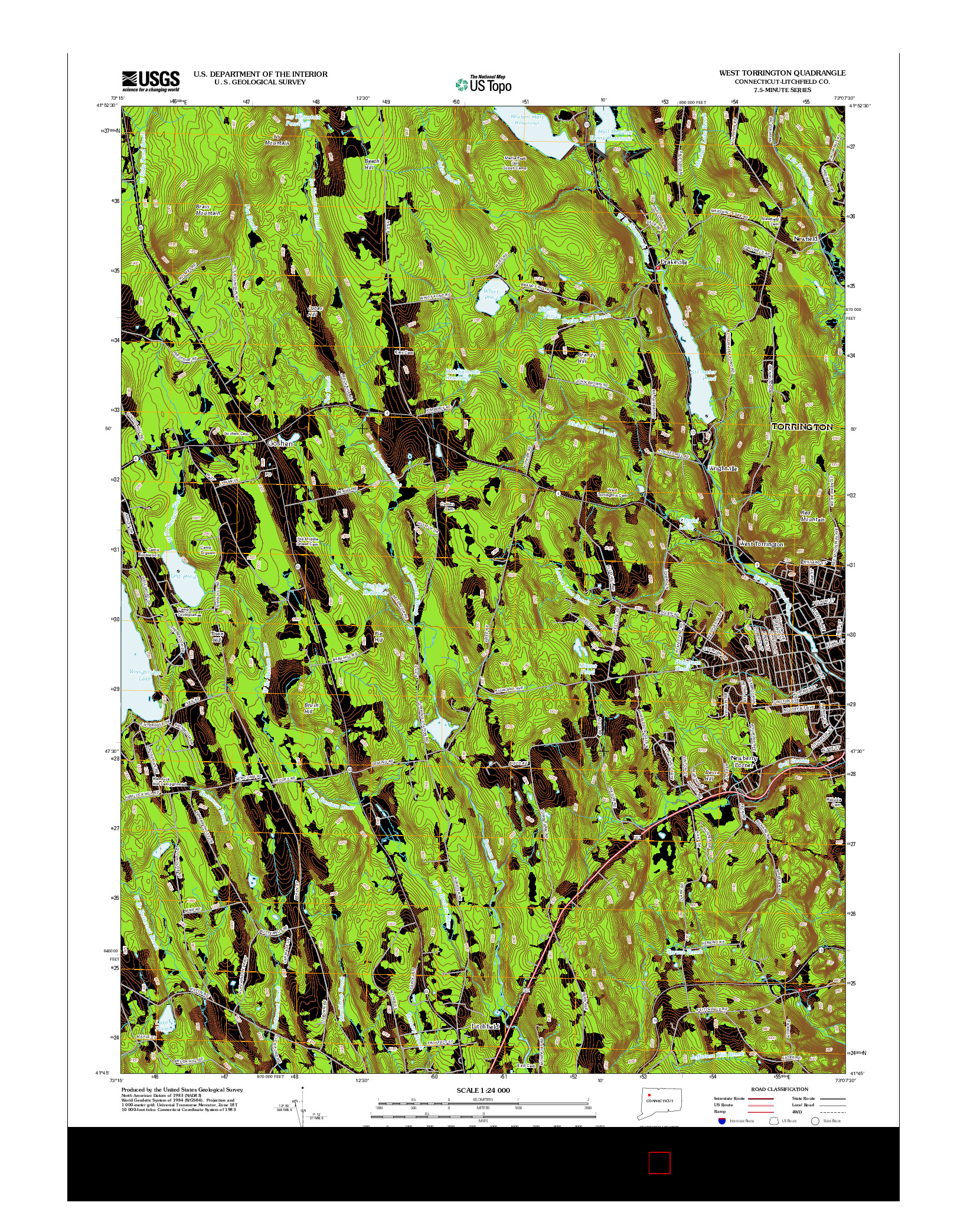 USGS US TOPO 7.5-MINUTE MAP FOR WEST TORRINGTON, CT 2012