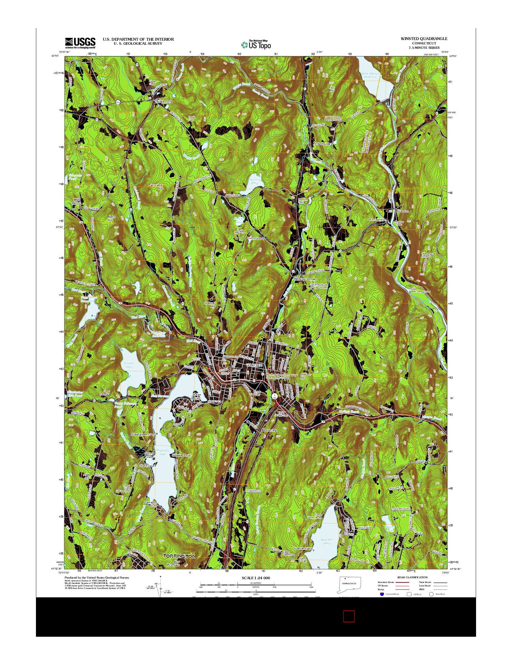 USGS US TOPO 7.5-MINUTE MAP FOR WINSTED, CT 2012