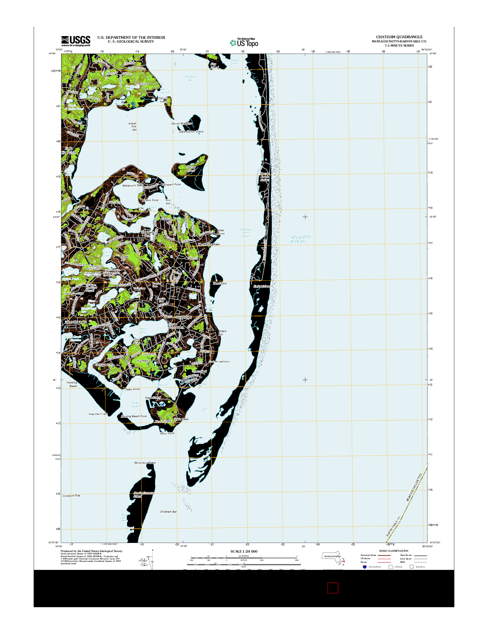 USGS US TOPO 7.5-MINUTE MAP FOR CHATHAM, MA 2012