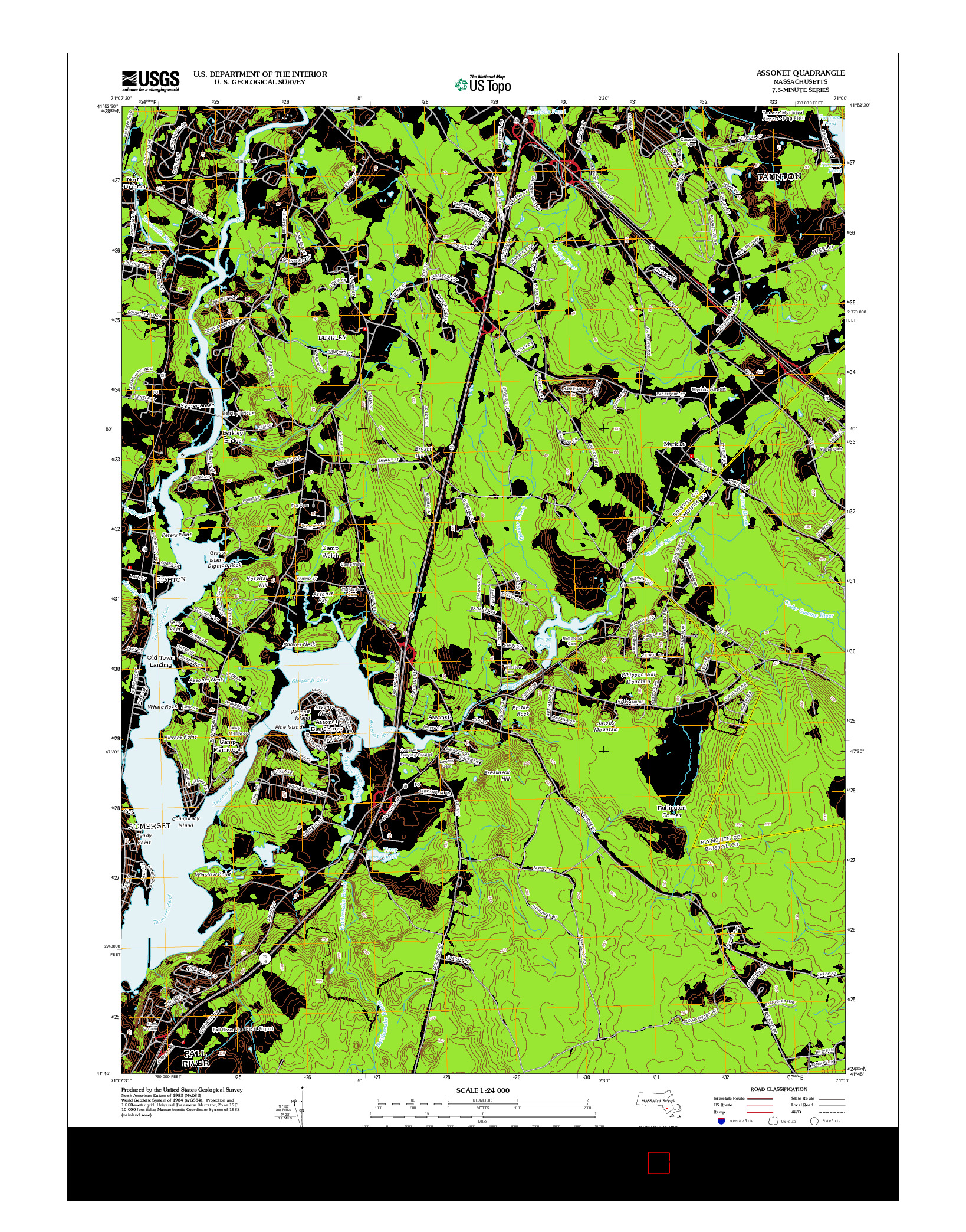USGS US TOPO 7.5-MINUTE MAP FOR ASSONET, MA 2012