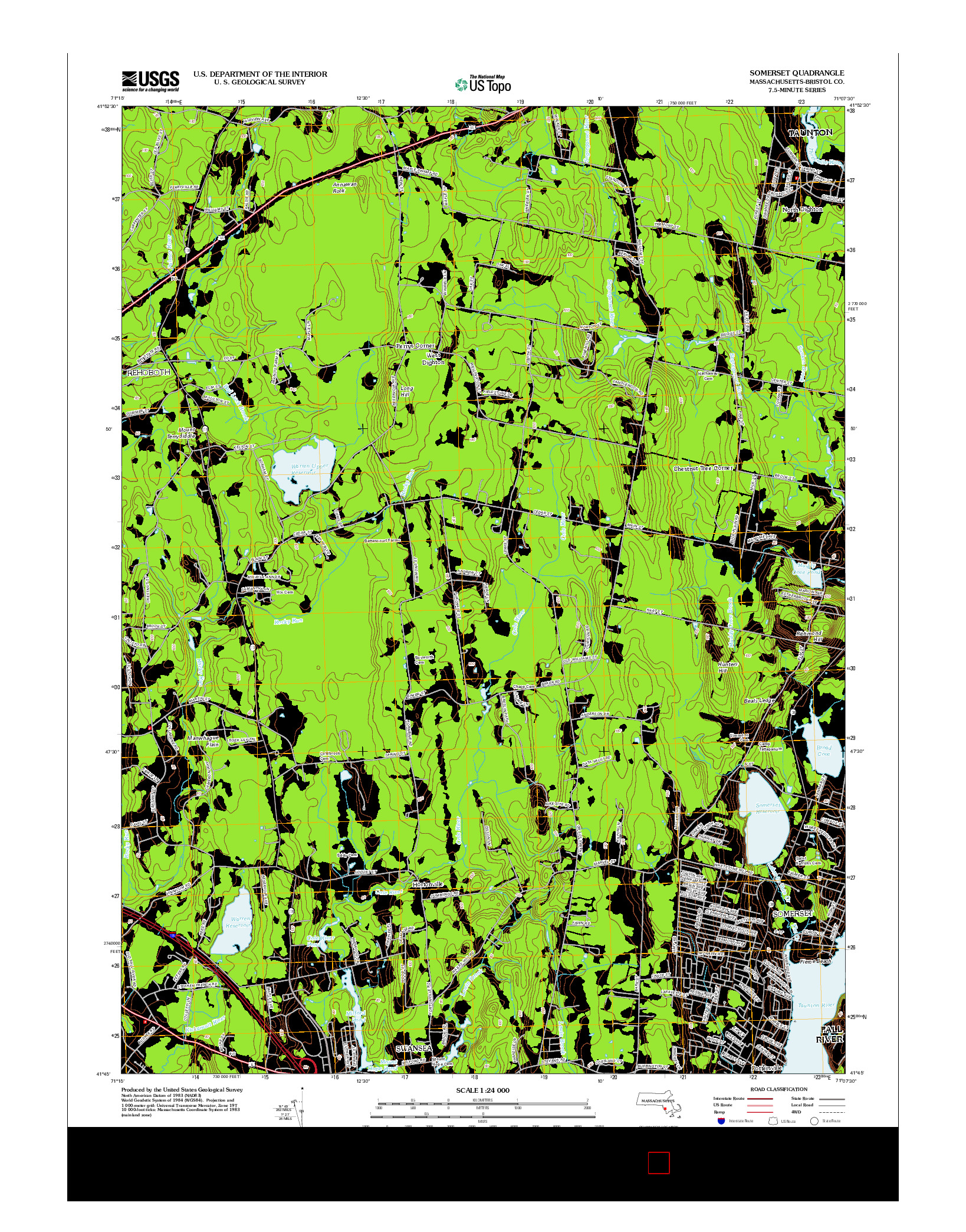 USGS US TOPO 7.5-MINUTE MAP FOR SOMERSET, MA 2012
