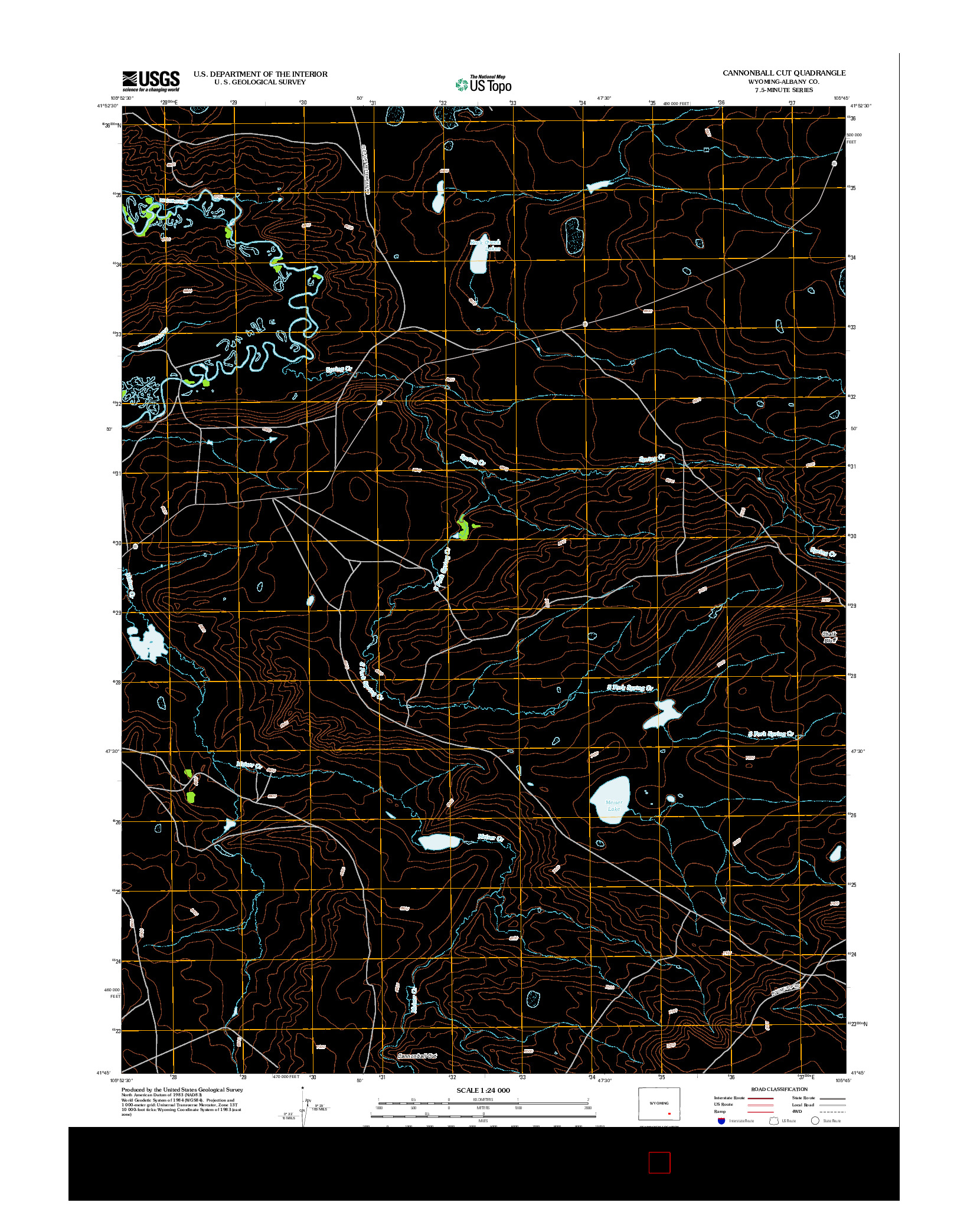 USGS US TOPO 7.5-MINUTE MAP FOR CANNONBALL CUT, WY 2012