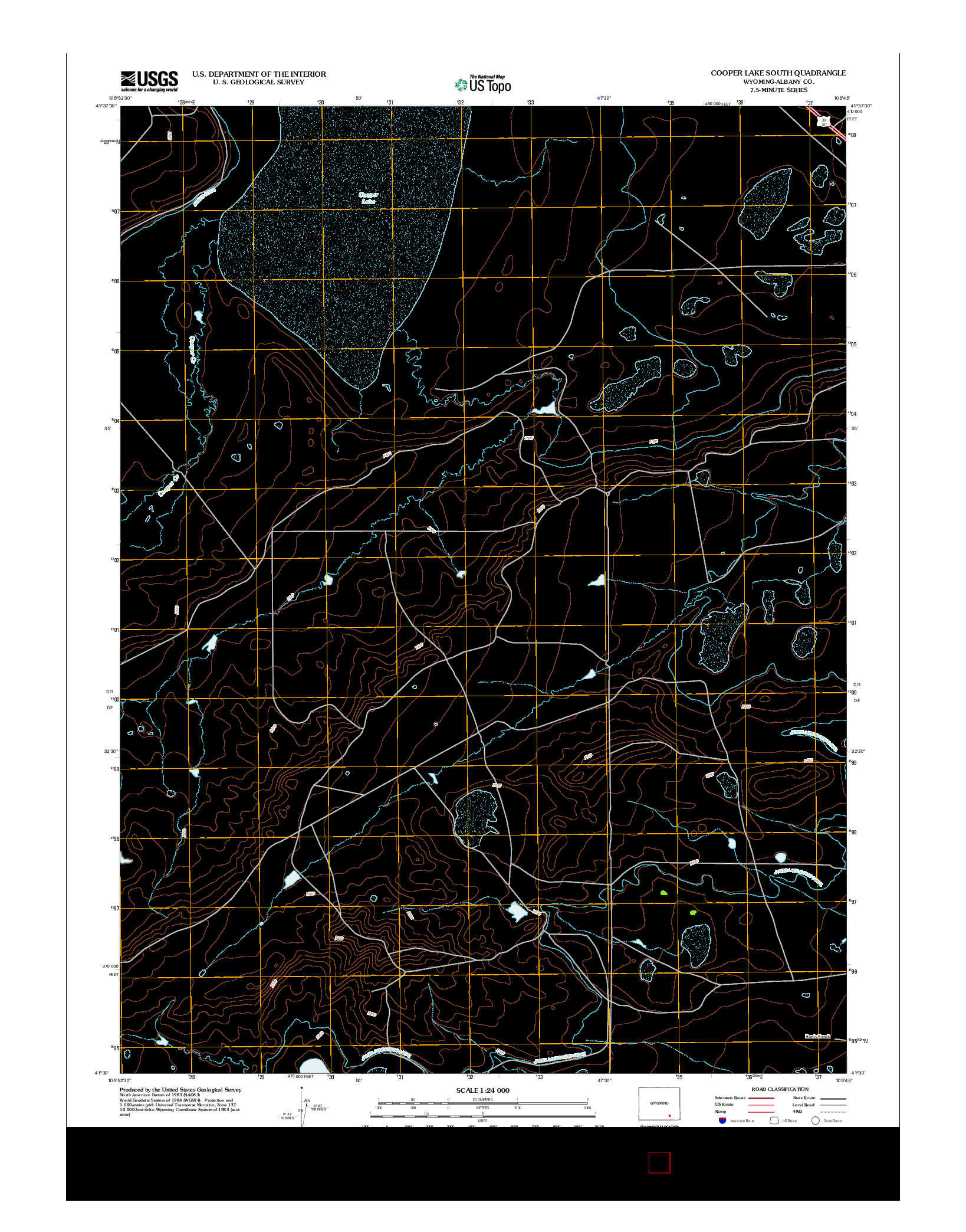 USGS US TOPO 7.5-MINUTE MAP FOR COOPER LAKE SOUTH, WY 2012