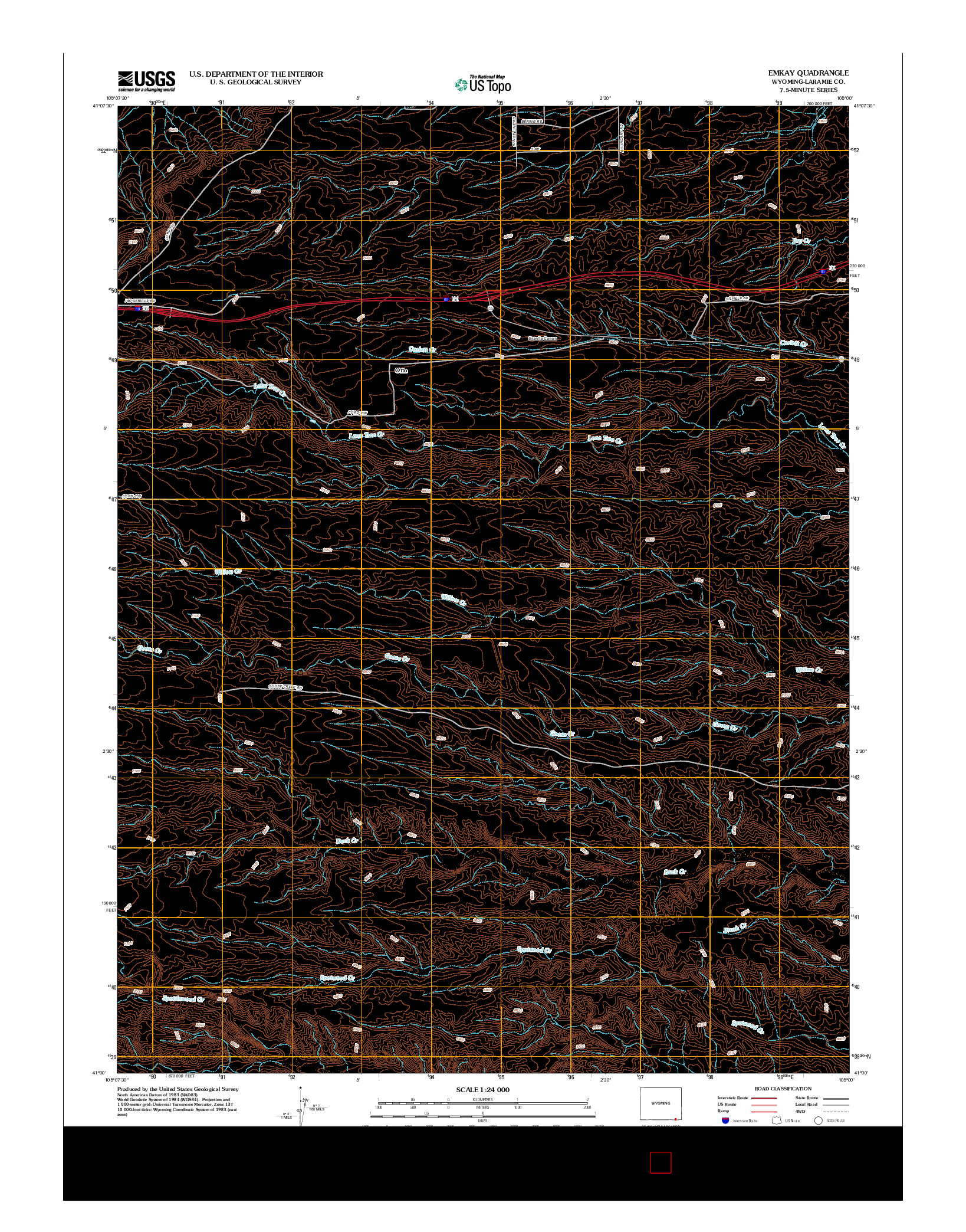 USGS US TOPO 7.5-MINUTE MAP FOR EMKAY, WY 2012