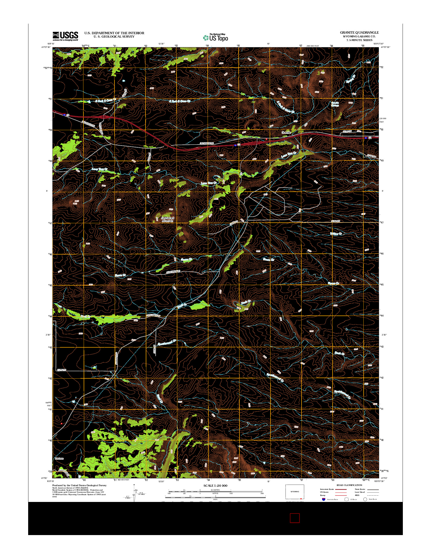 USGS US TOPO 7.5-MINUTE MAP FOR GRANITE, WY 2012