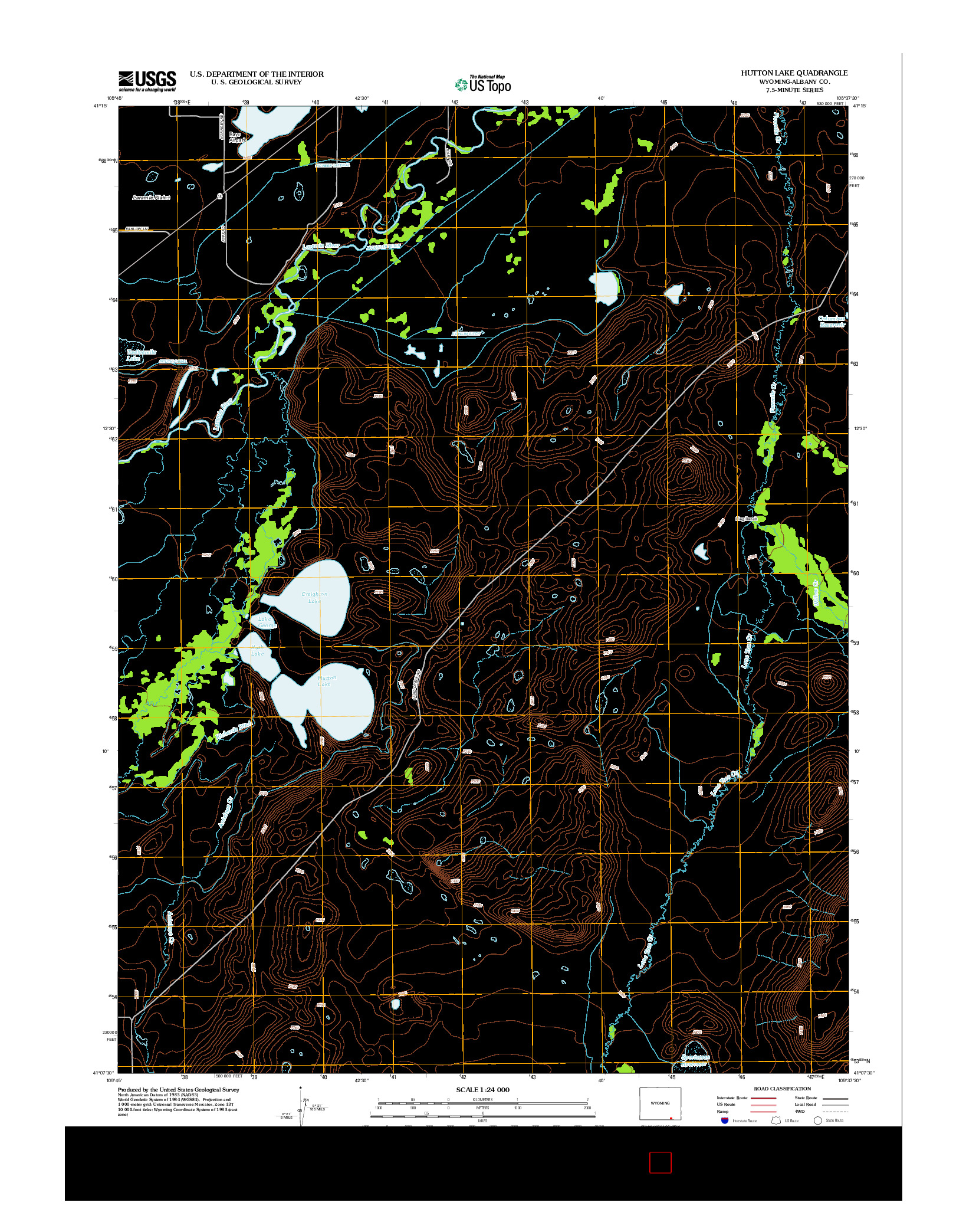 USGS US TOPO 7.5-MINUTE MAP FOR HUTTON LAKE, WY 2012