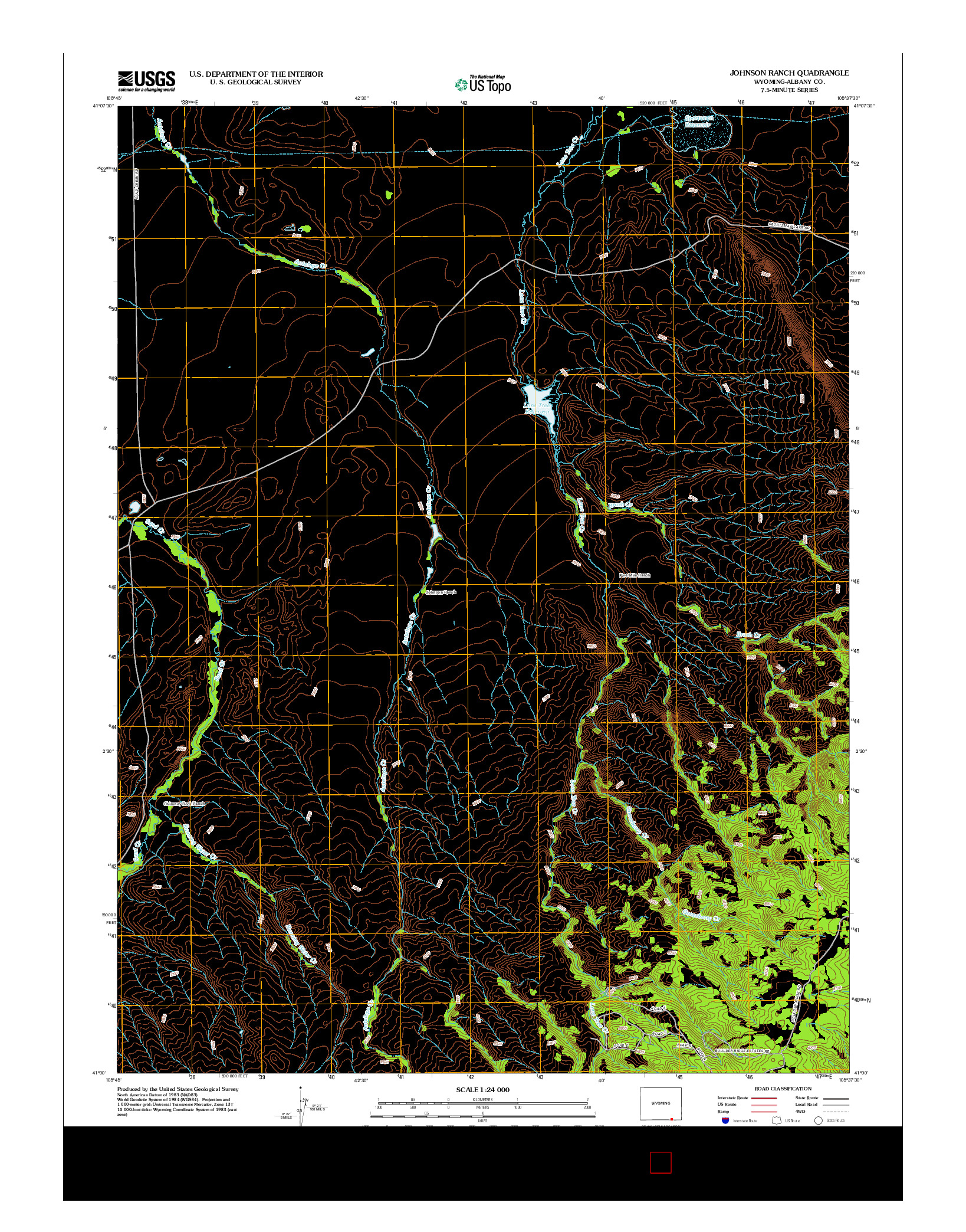 USGS US TOPO 7.5-MINUTE MAP FOR JOHNSON RANCH, WY 2012