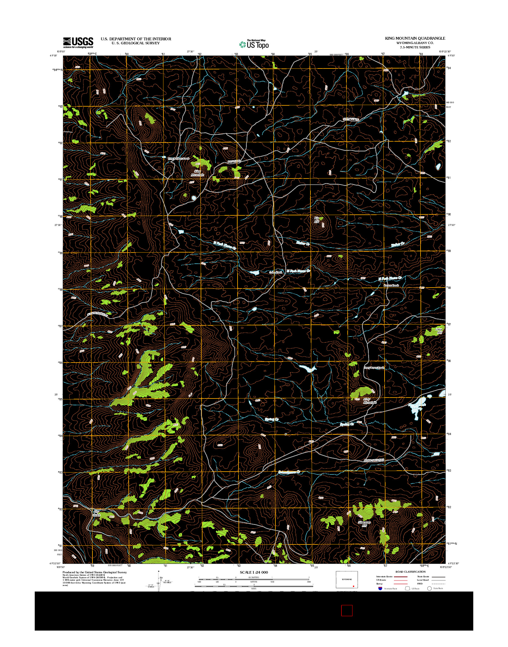 USGS US TOPO 7.5-MINUTE MAP FOR KING MOUNTAIN, WY 2012