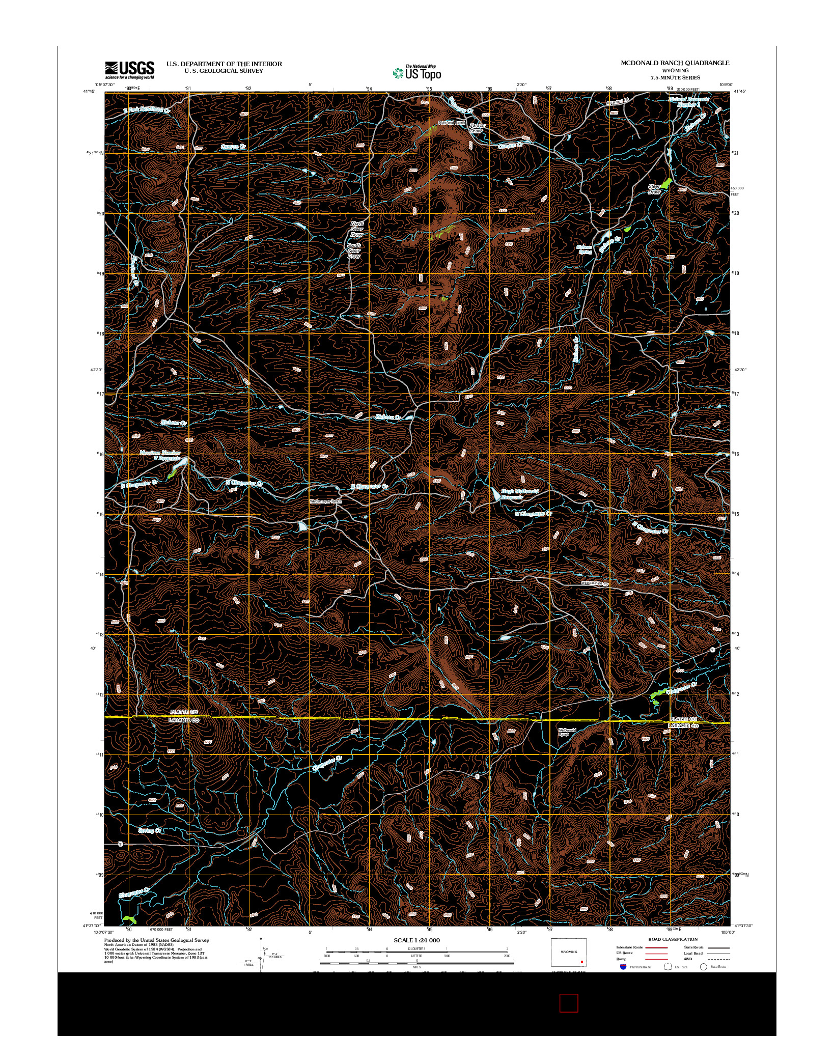 USGS US TOPO 7.5-MINUTE MAP FOR MCDONALD RANCH, WY 2012