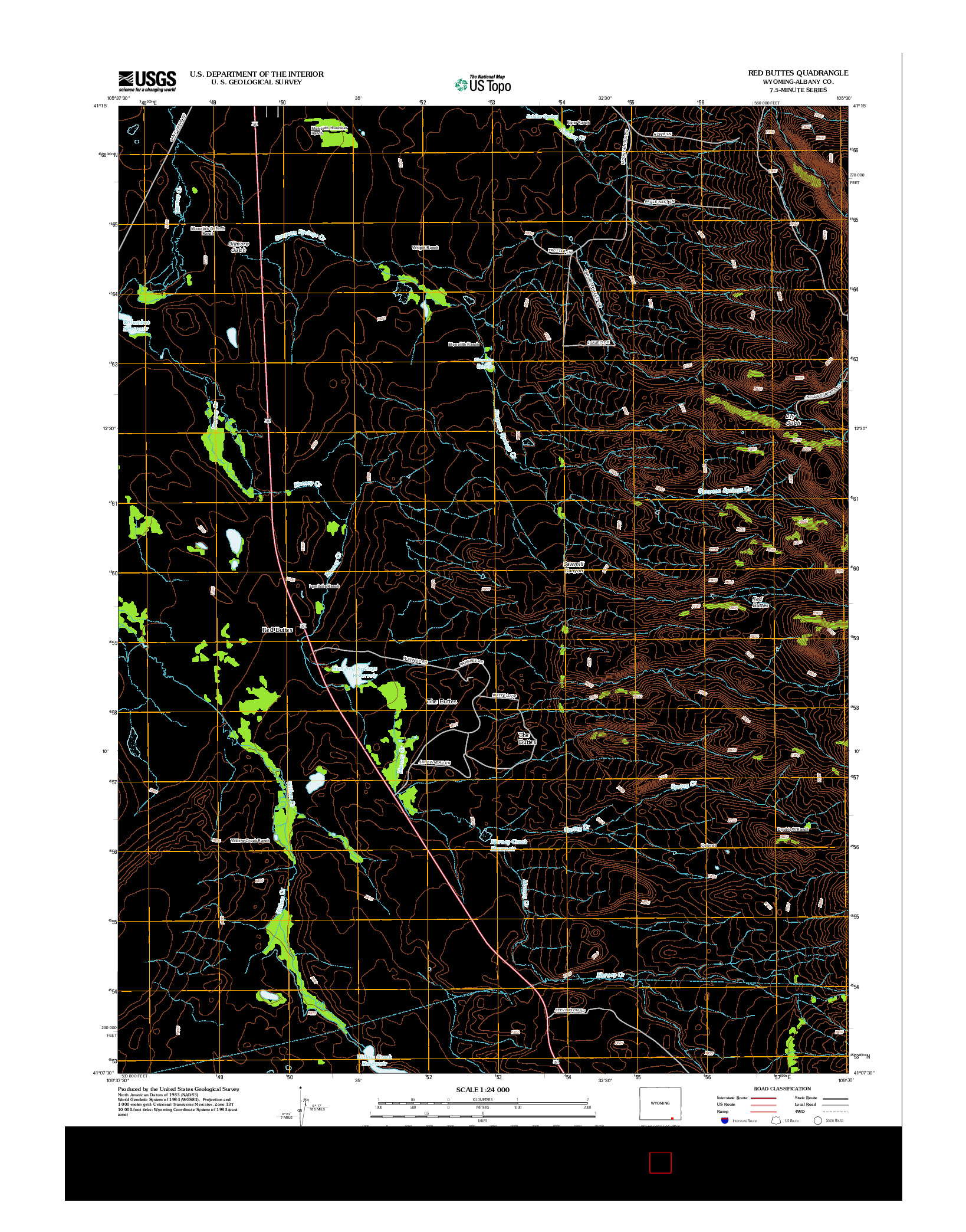 USGS US TOPO 7.5-MINUTE MAP FOR RED BUTTES, WY 2012