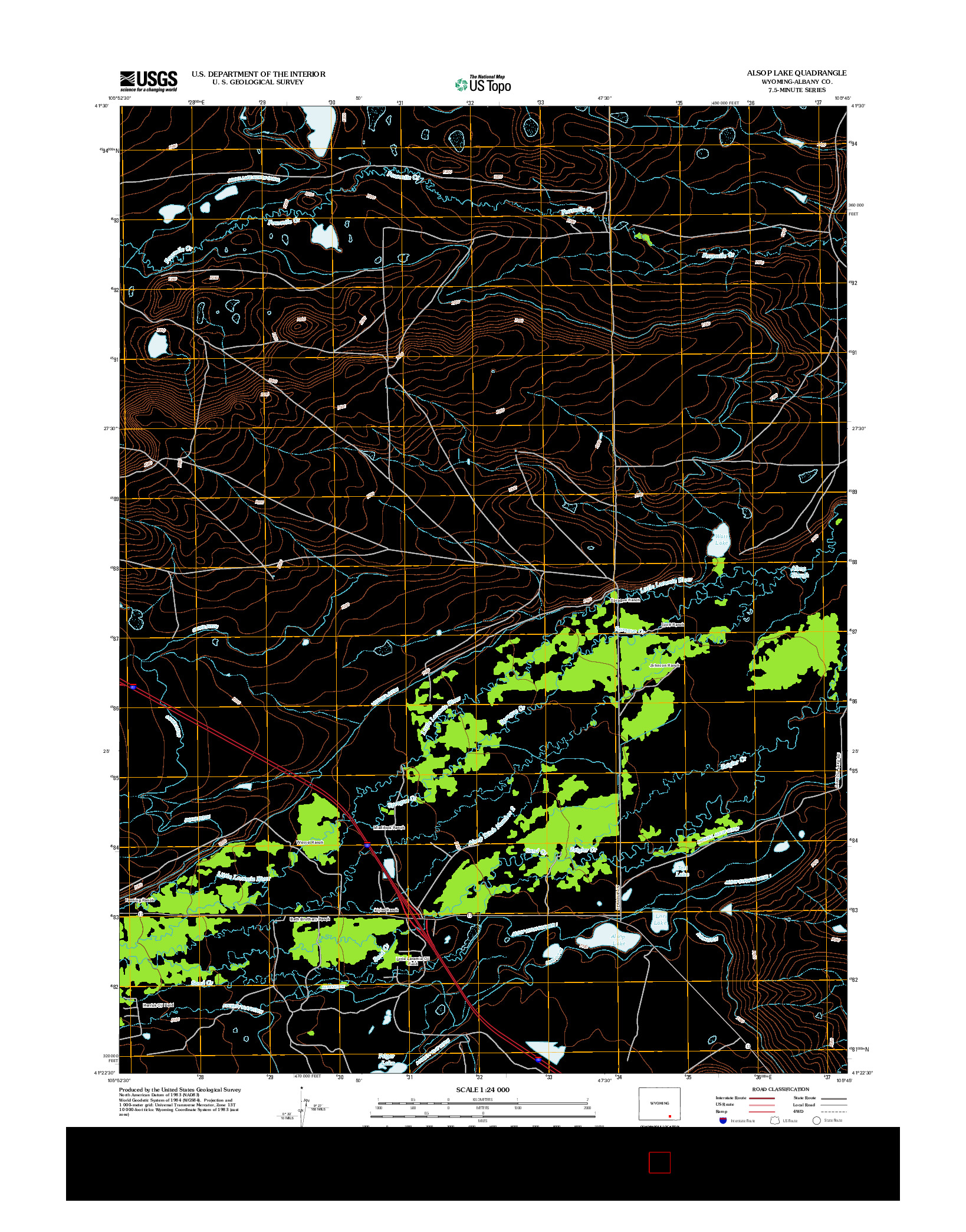 USGS US TOPO 7.5-MINUTE MAP FOR ALSOP LAKE, WY 2012