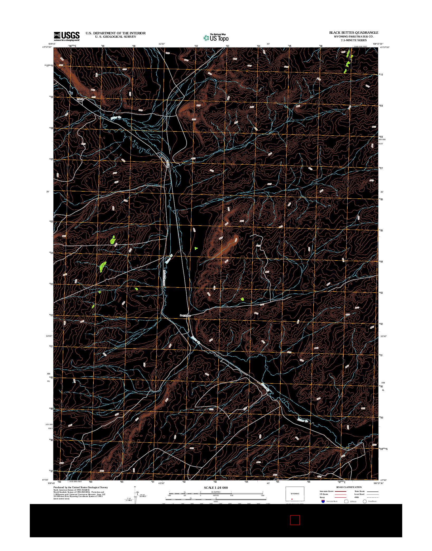 USGS US TOPO 7.5-MINUTE MAP FOR BLACK BUTTES, WY 2012