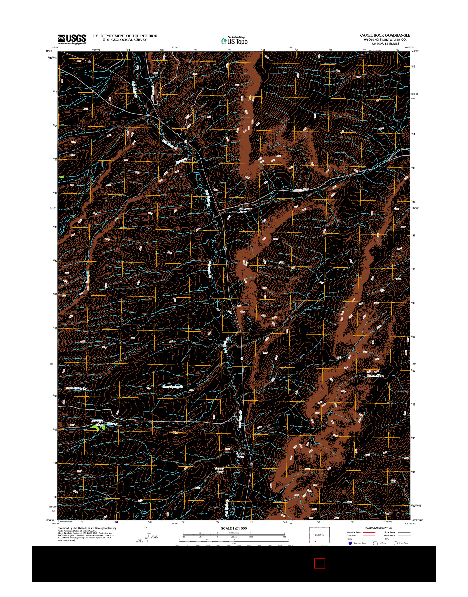 USGS US TOPO 7.5-MINUTE MAP FOR CAMEL ROCK, WY 2012