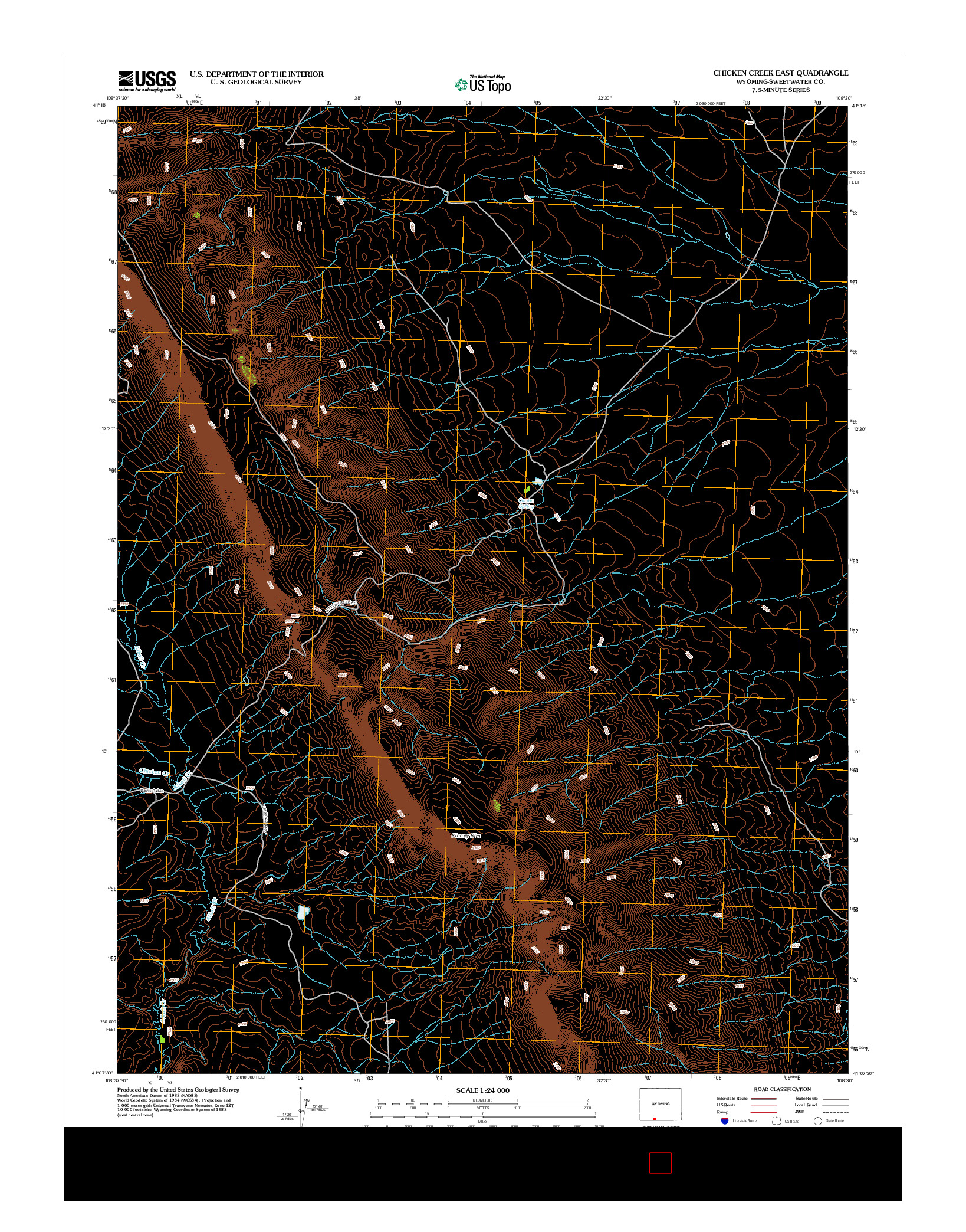 USGS US TOPO 7.5-MINUTE MAP FOR CHICKEN CREEK EAST, WY 2012