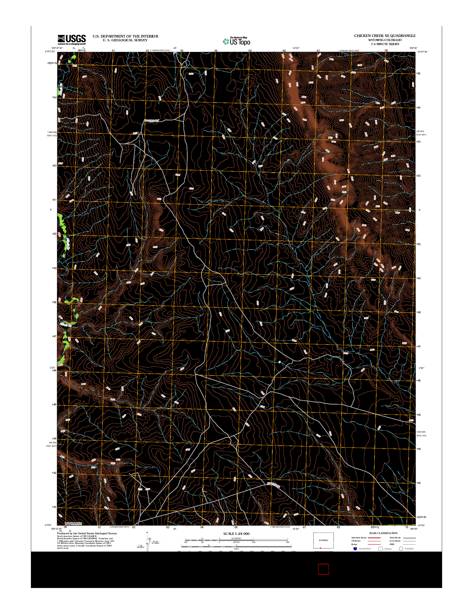 USGS US TOPO 7.5-MINUTE MAP FOR CHICKEN CREEK SE, WY-CO 2012