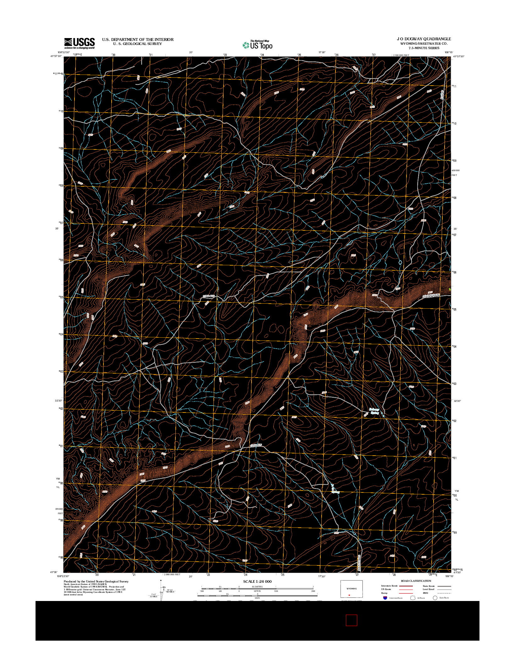 USGS US TOPO 7.5-MINUTE MAP FOR J O DUGWAY, WY 2012