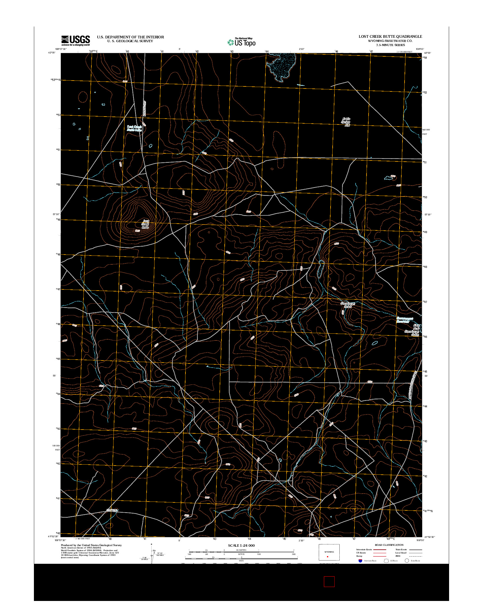 USGS US TOPO 7.5-MINUTE MAP FOR LOST CREEK BUTTE, WY 2012