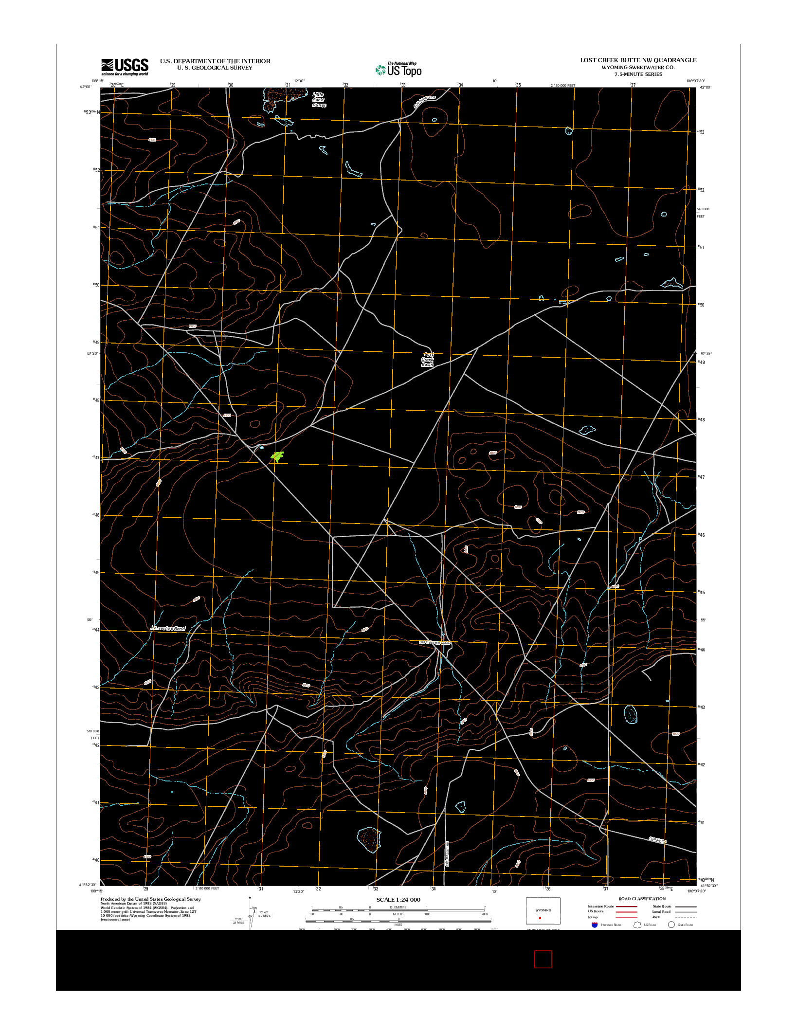 USGS US TOPO 7.5-MINUTE MAP FOR LOST CREEK BUTTE NW, WY 2012