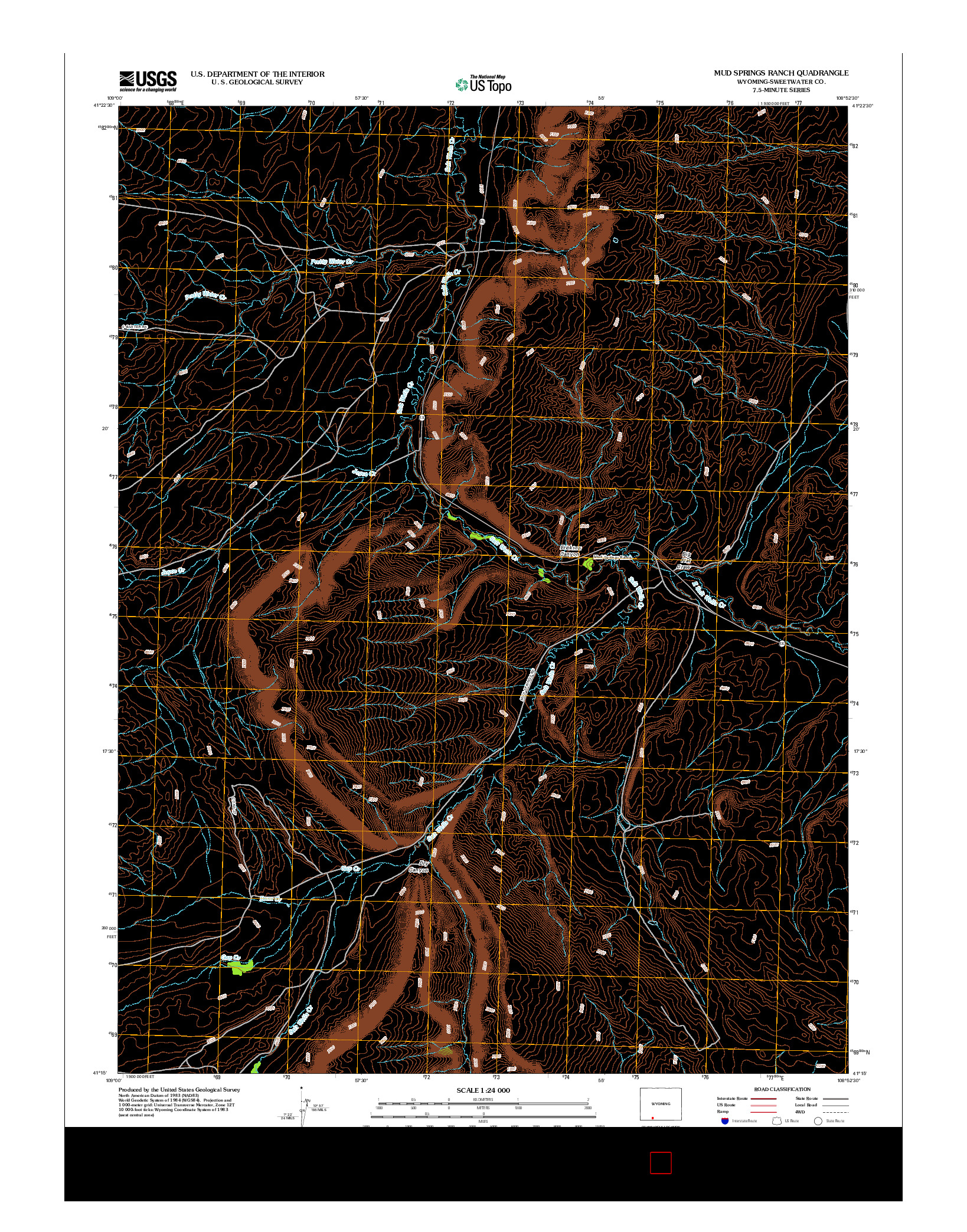 USGS US TOPO 7.5-MINUTE MAP FOR MUD SPRINGS RANCH, WY 2012