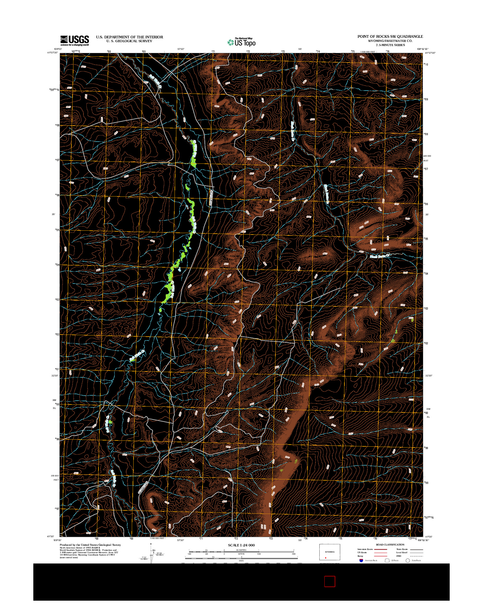 USGS US TOPO 7.5-MINUTE MAP FOR POINT OF ROCKS SW, WY 2012