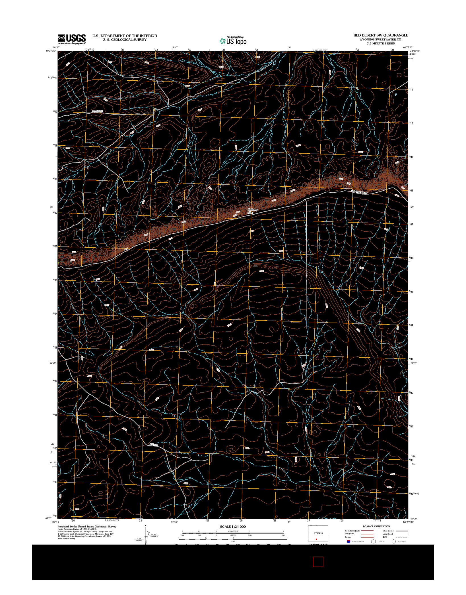 USGS US TOPO 7.5-MINUTE MAP FOR RED DESERT SW, WY 2012