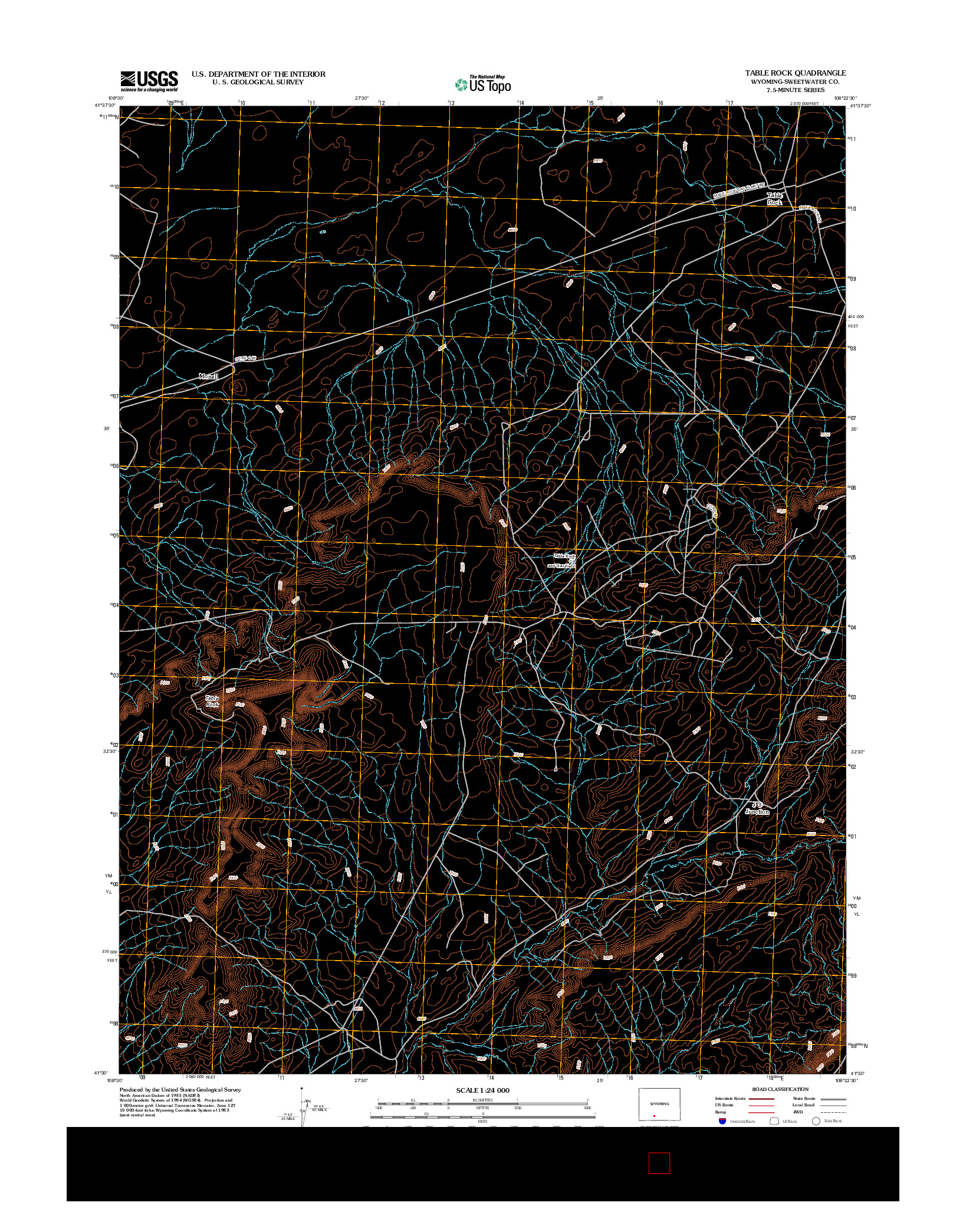 USGS US TOPO 7.5-MINUTE MAP FOR TABLE ROCK, WY 2012