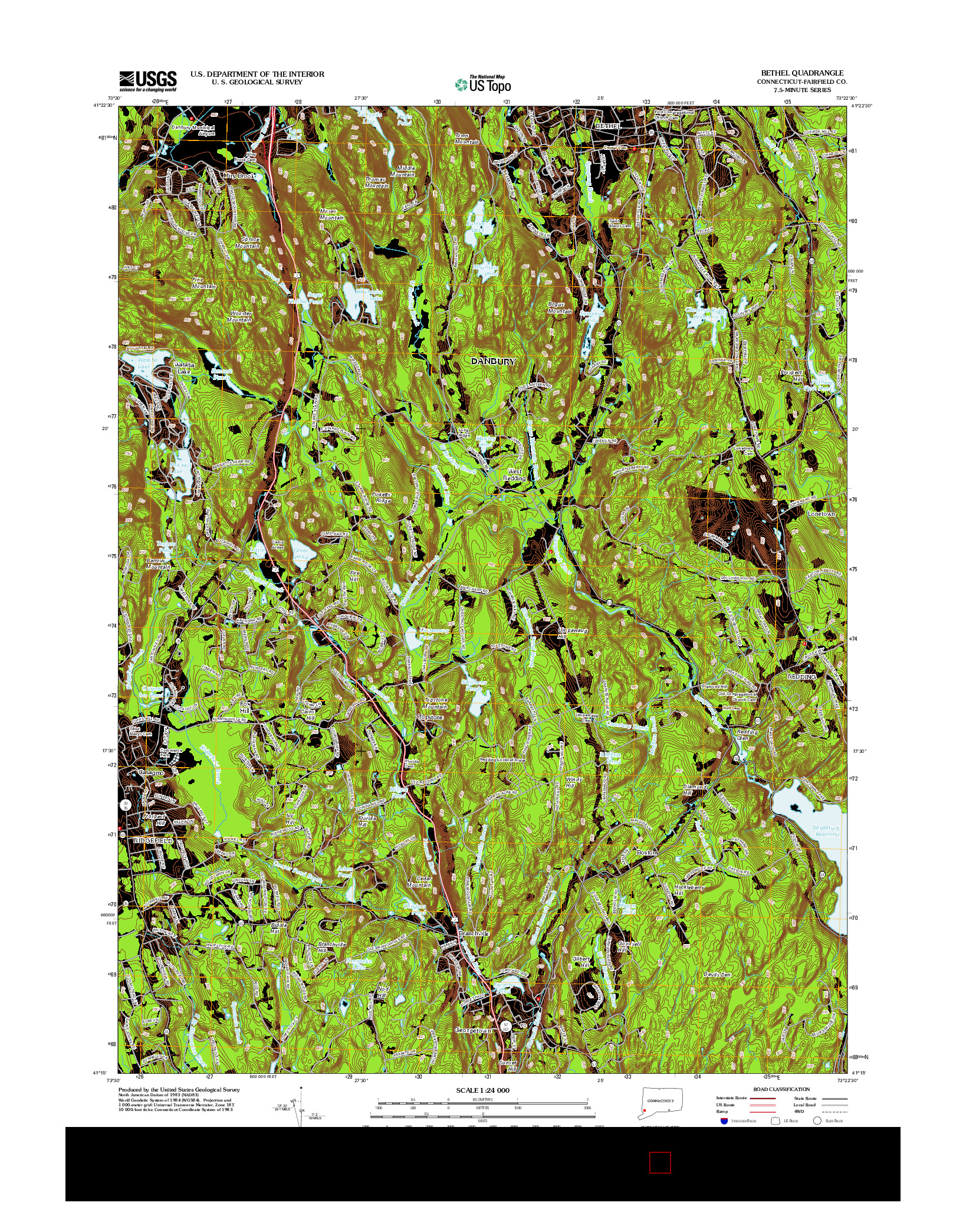 USGS US TOPO 7.5-MINUTE MAP FOR BETHEL, CT 2012