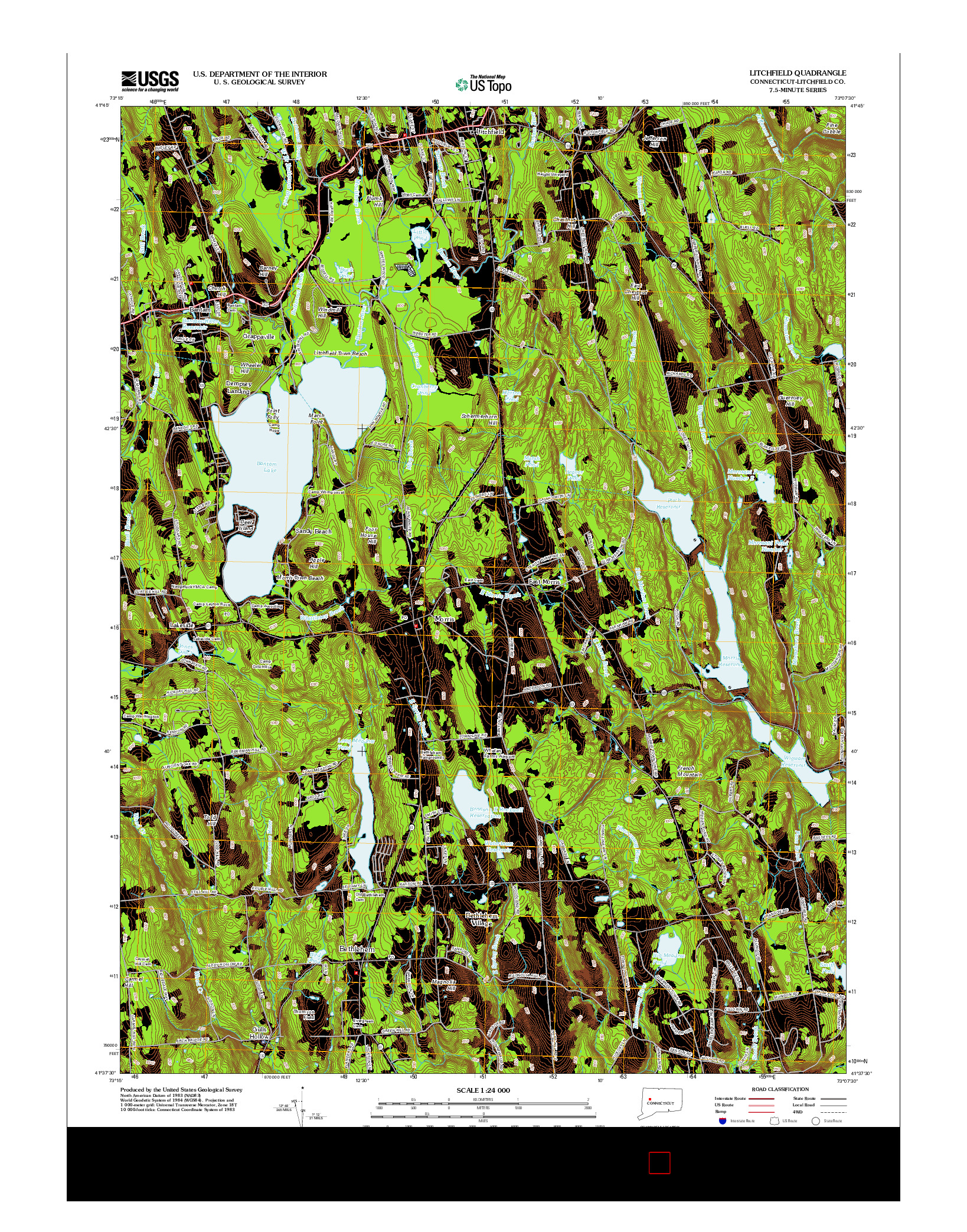 USGS US TOPO 7.5-MINUTE MAP FOR LITCHFIELD, CT 2012