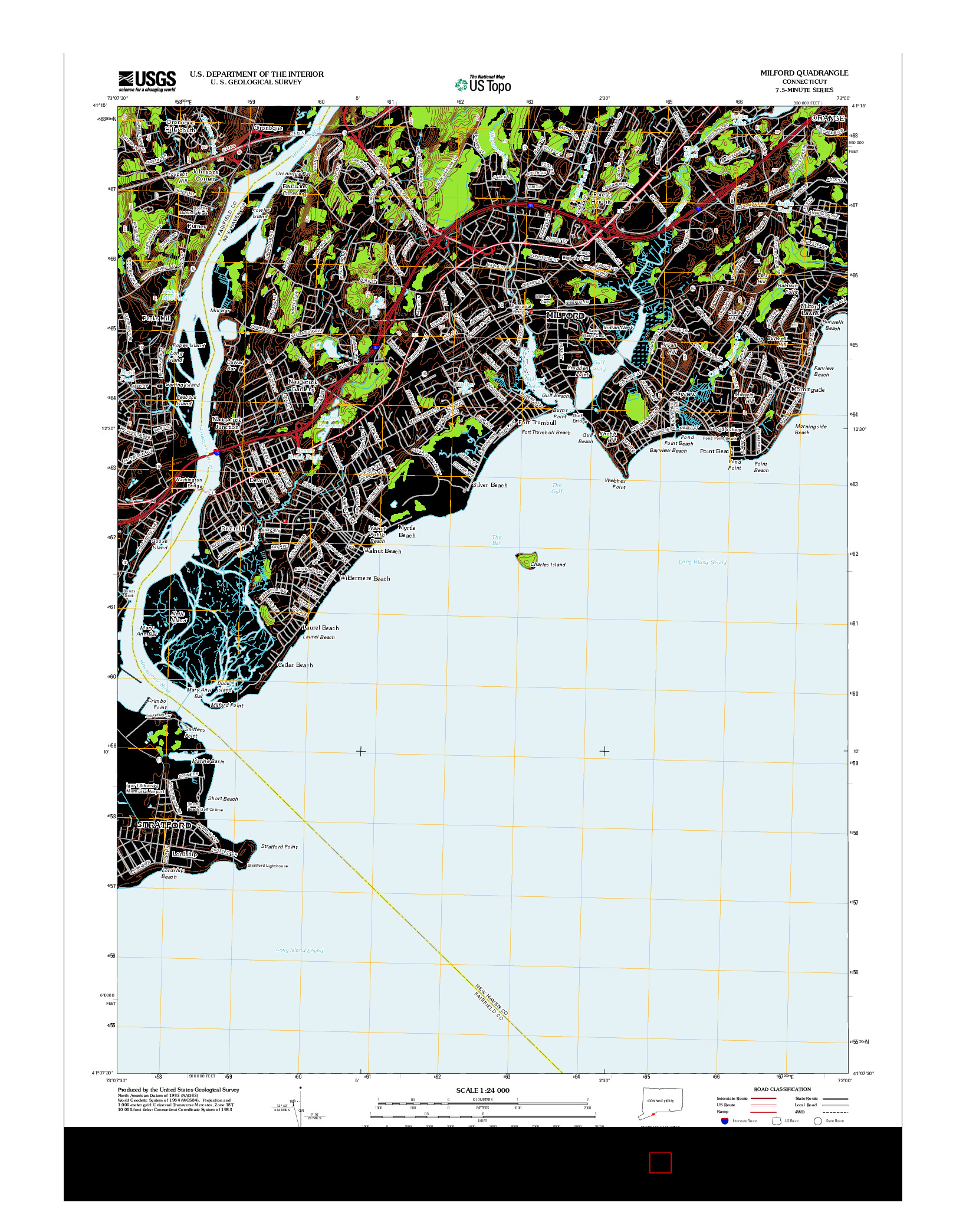 USGS US TOPO 7.5-MINUTE MAP FOR MILFORD, CT 2012