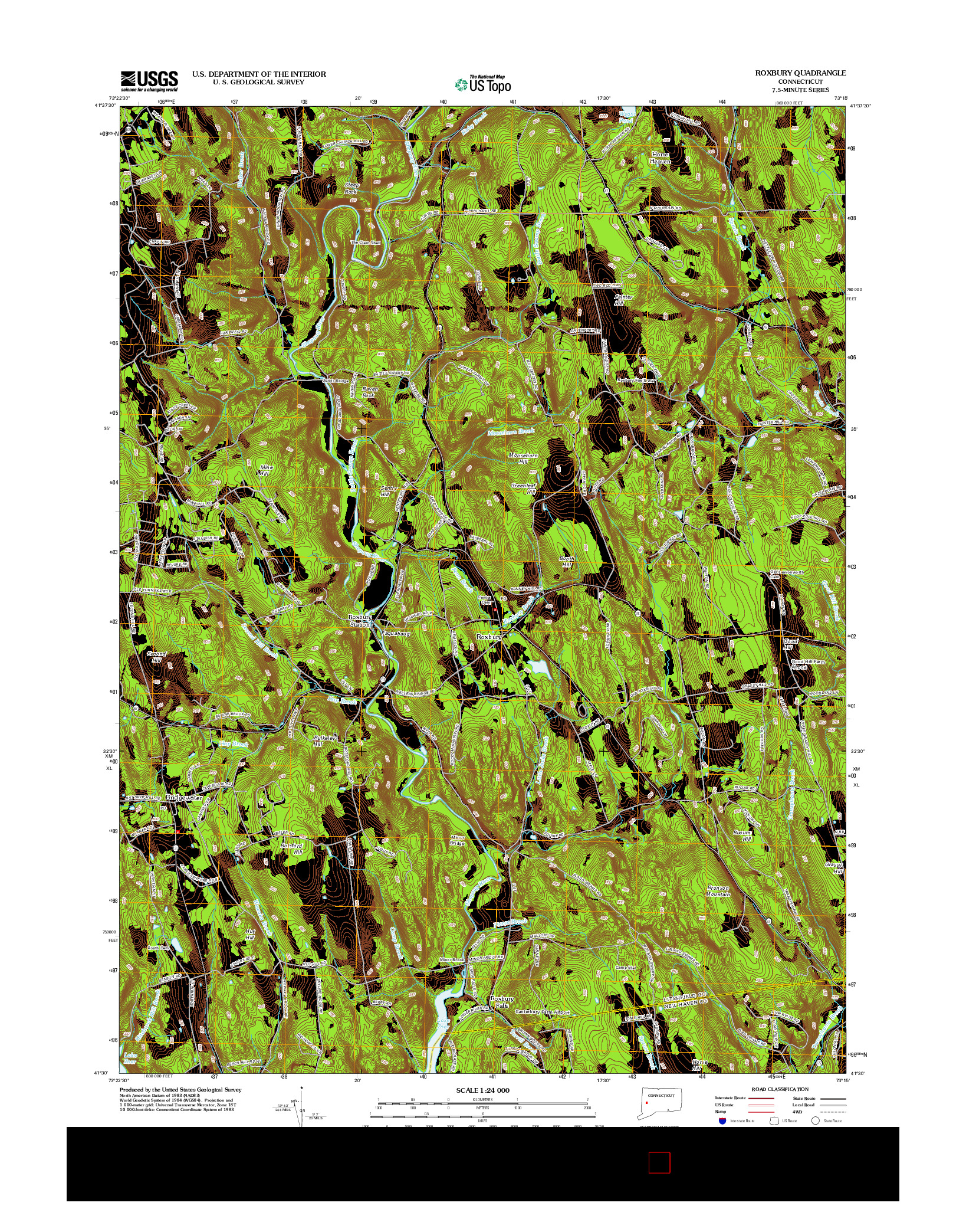 USGS US TOPO 7.5-MINUTE MAP FOR ROXBURY, CT 2012