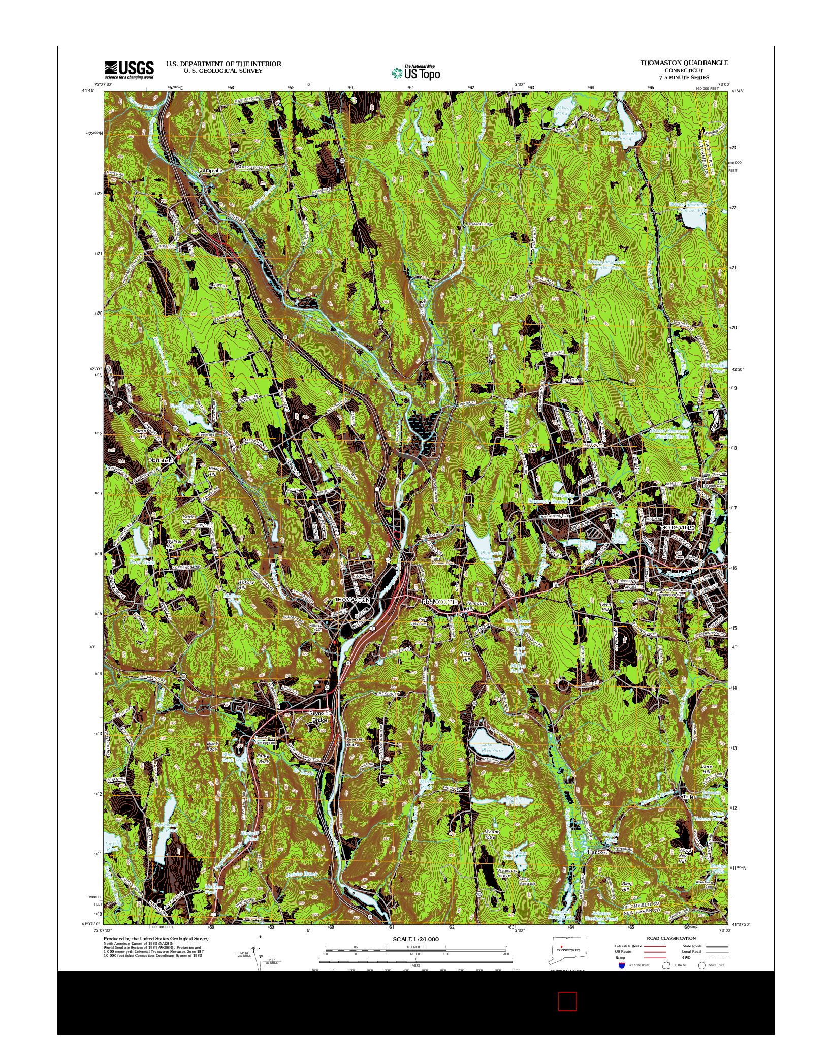 USGS US TOPO 7.5-MINUTE MAP FOR THOMASTON, CT 2012