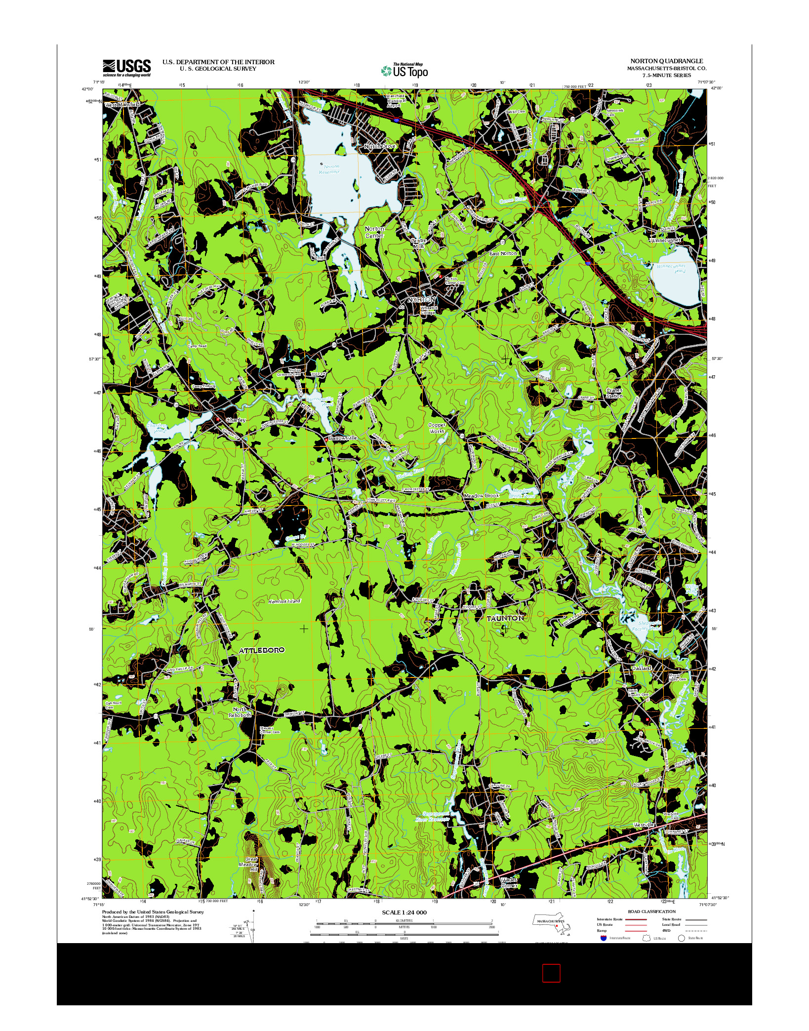 USGS US TOPO 7.5-MINUTE MAP FOR NORTON, MA 2012