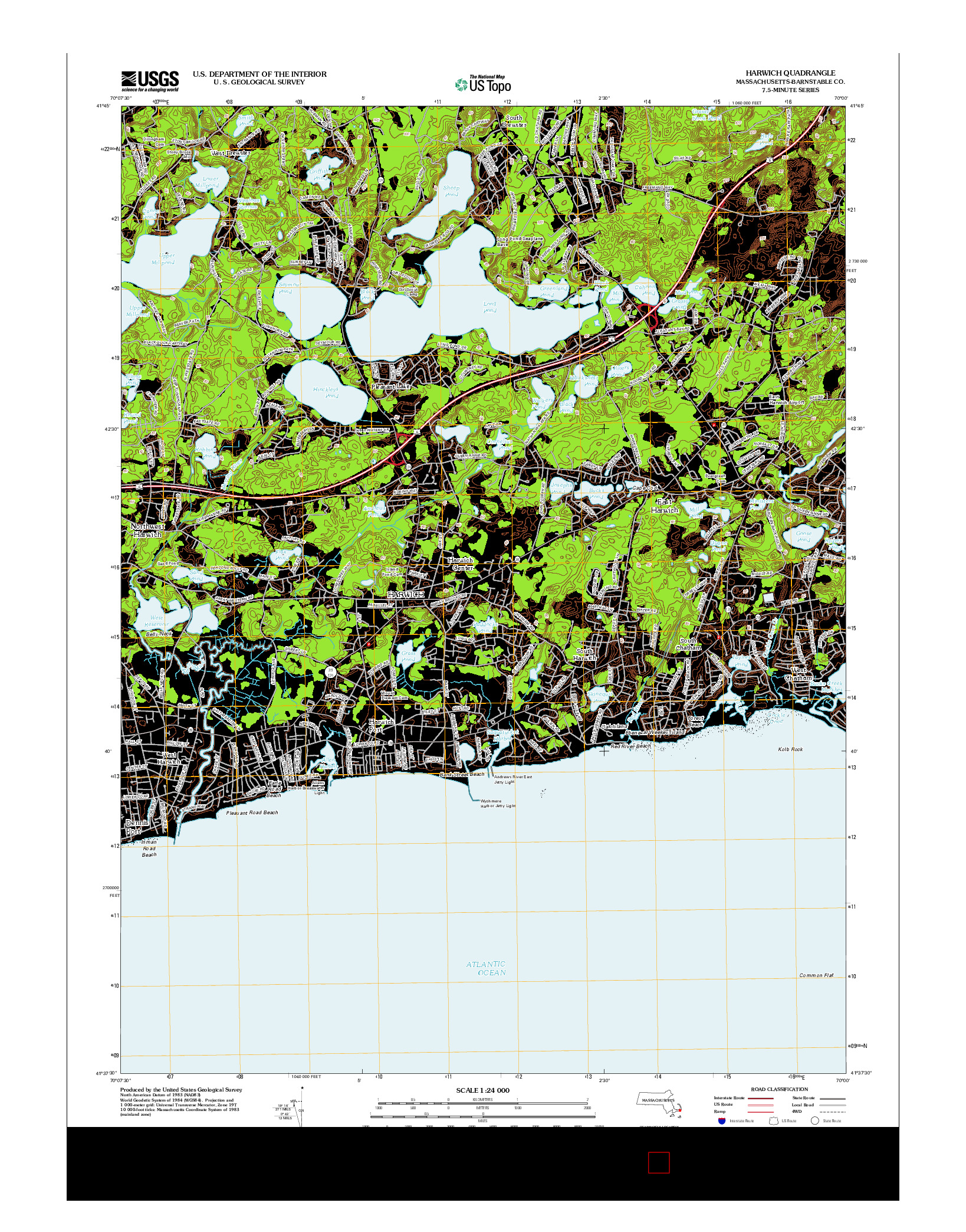 USGS US TOPO 7.5-MINUTE MAP FOR HARWICH, MA 2012