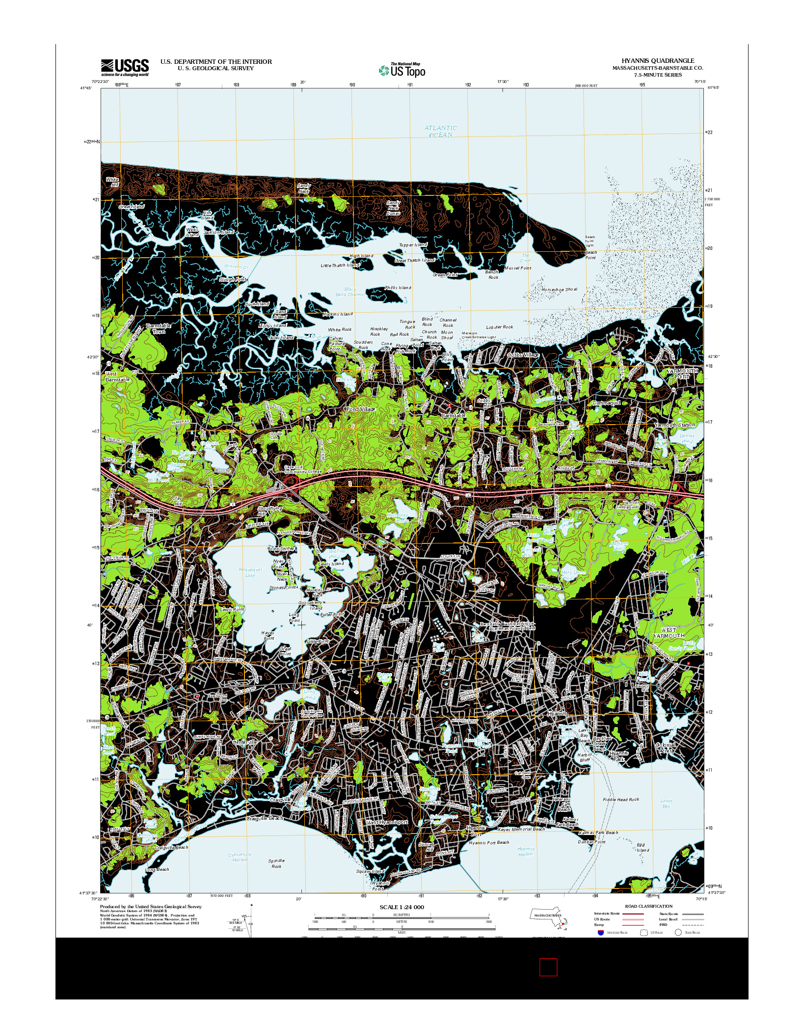 USGS US TOPO 7.5-MINUTE MAP FOR HYANNIS, MA 2012