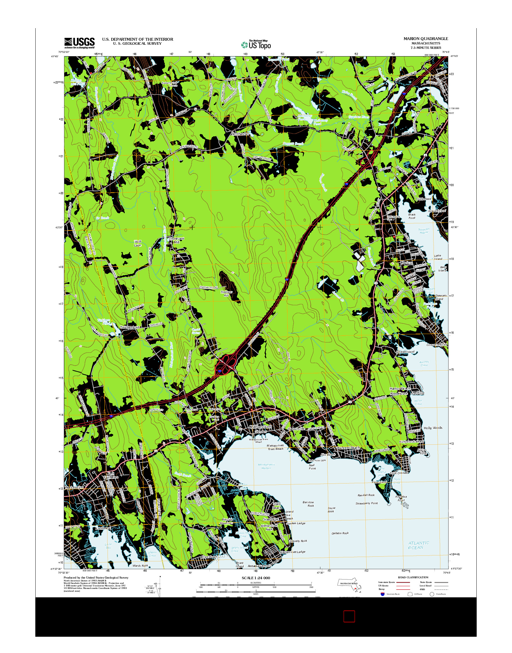 USGS US TOPO 7.5-MINUTE MAP FOR MARION, MA 2012