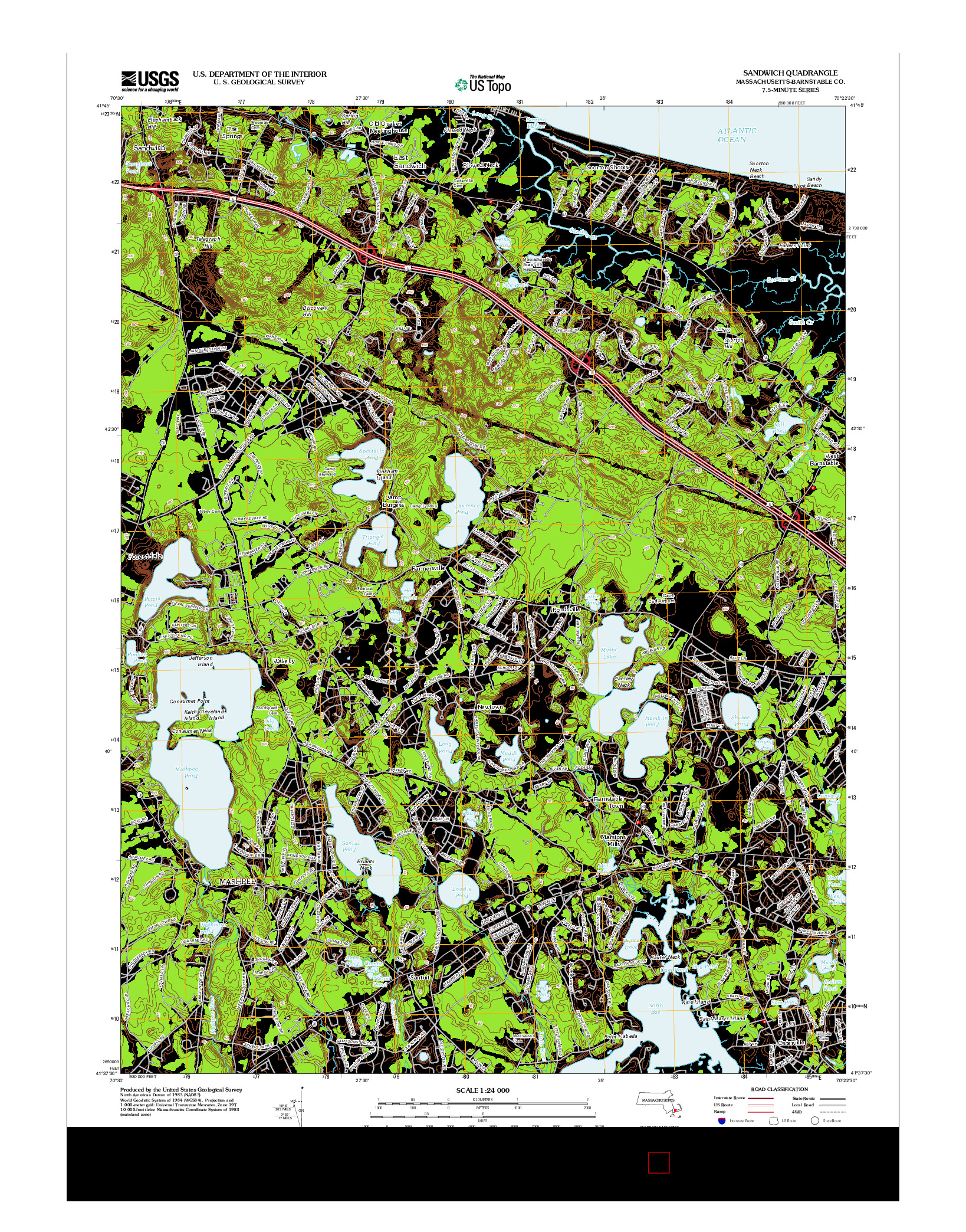 USGS US TOPO 7.5-MINUTE MAP FOR SANDWICH, MA 2012