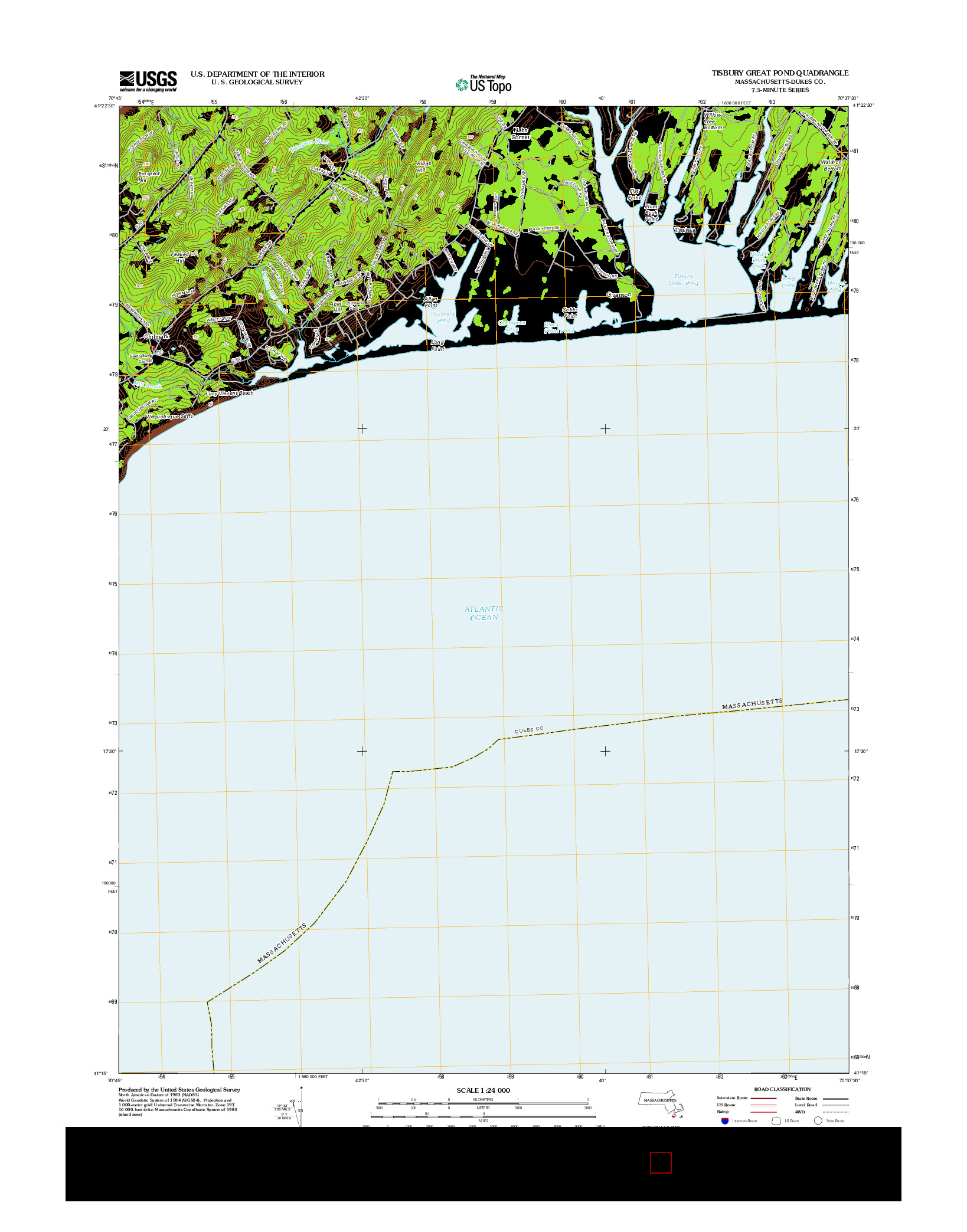 USGS US TOPO 7.5-MINUTE MAP FOR TISBURY GREAT POND, MA 2012
