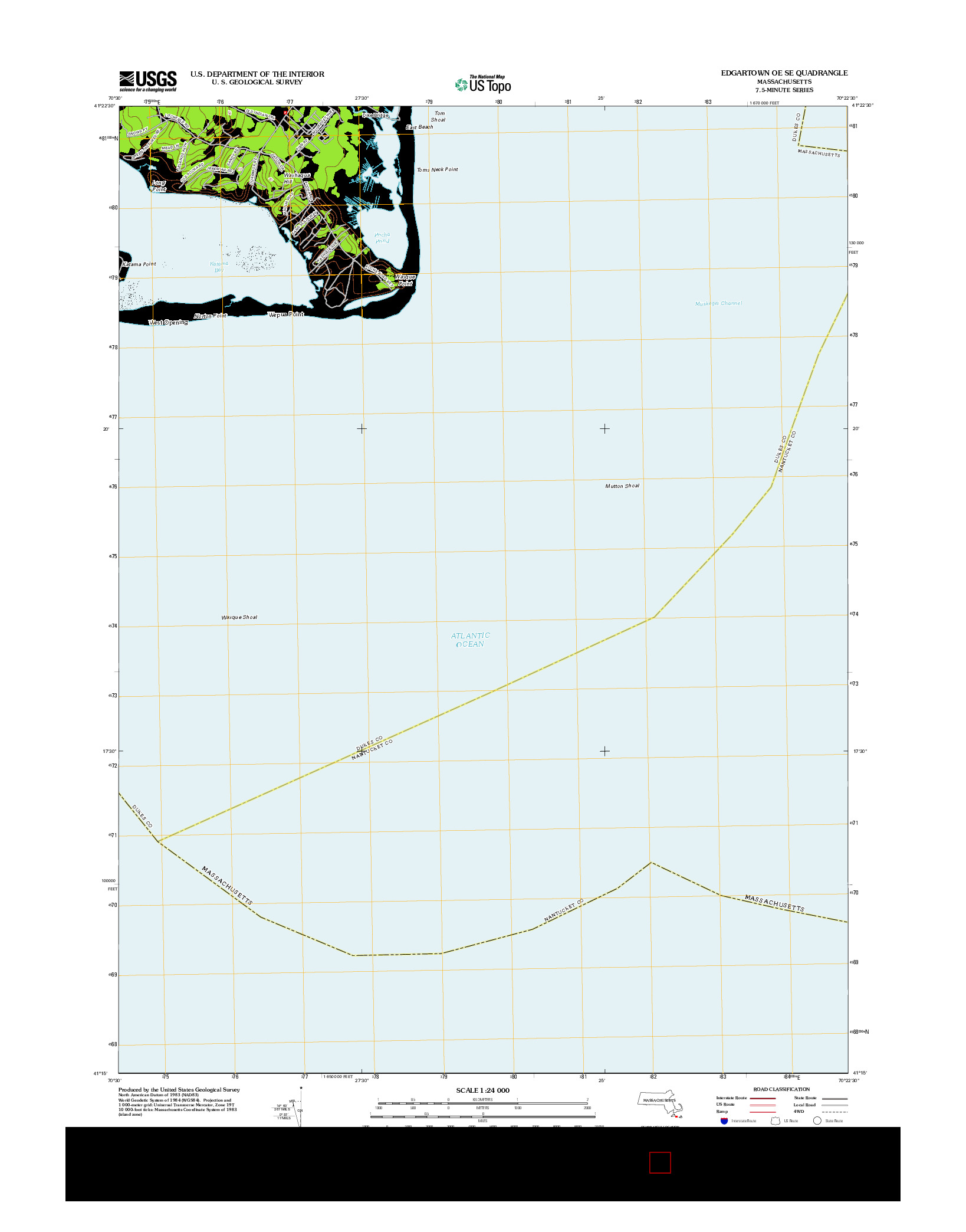 USGS US TOPO 7.5-MINUTE MAP FOR EDGARTOWN OE SE, MA 2012