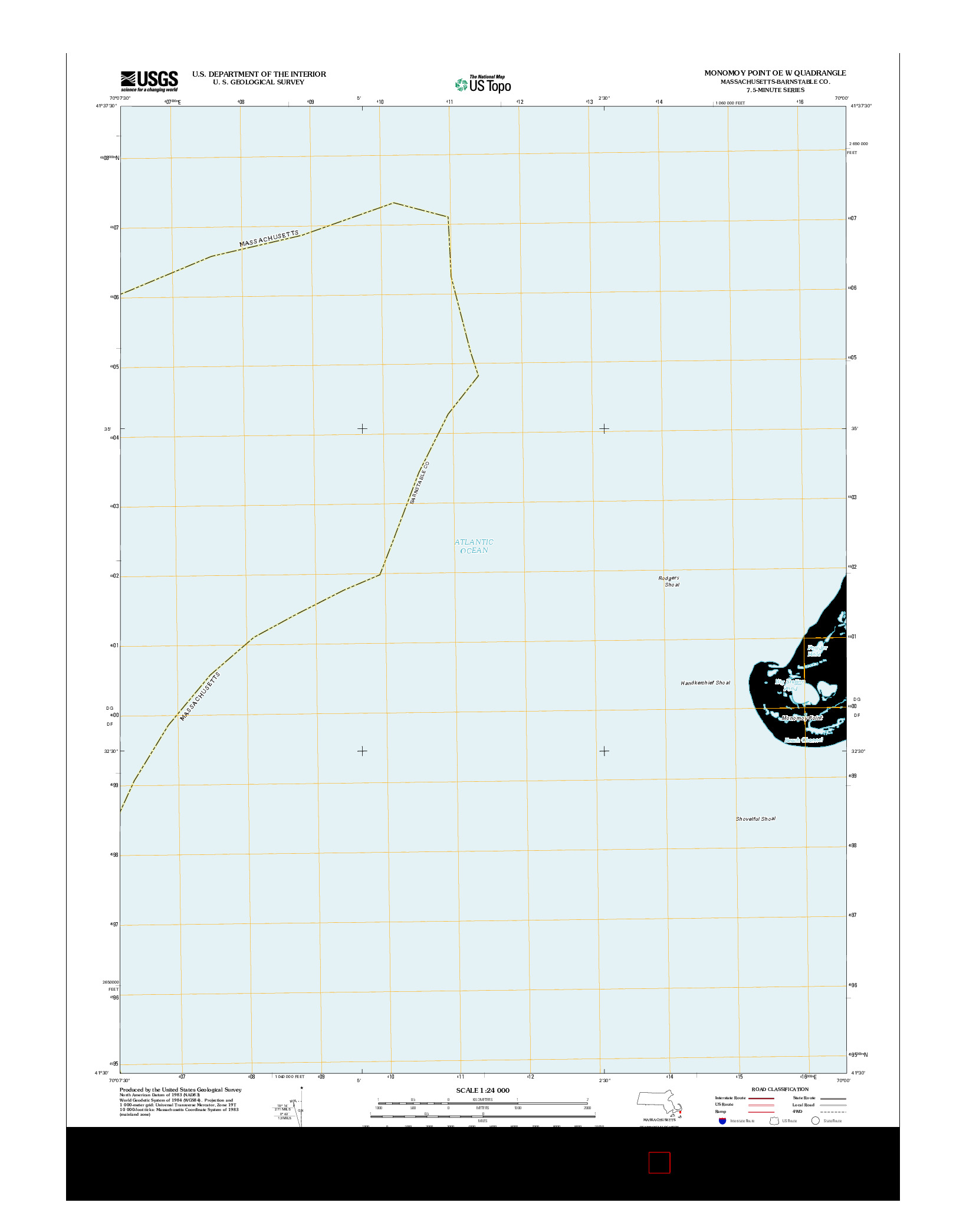 USGS US TOPO 7.5-MINUTE MAP FOR MONOMOY POINT OE W, MA 2012