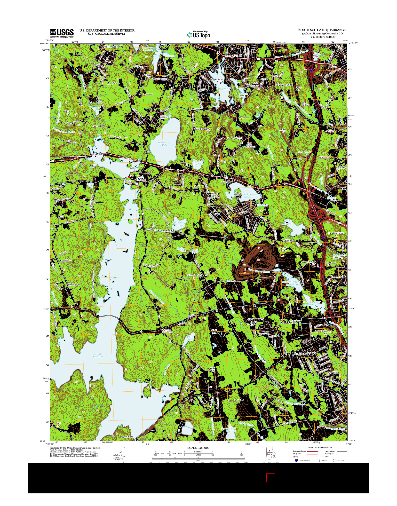 USGS US TOPO 7.5-MINUTE MAP FOR NORTH SCITUATE, RI 2012