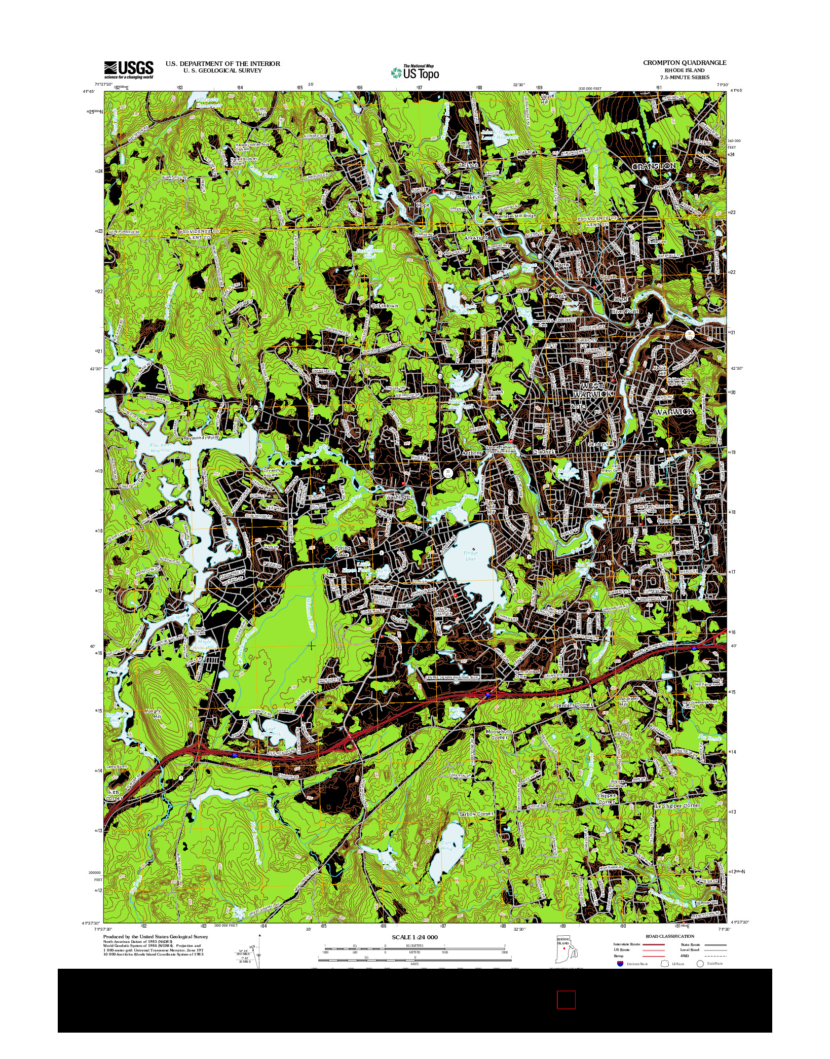 USGS US TOPO 7.5-MINUTE MAP FOR CROMPTON, RI 2012