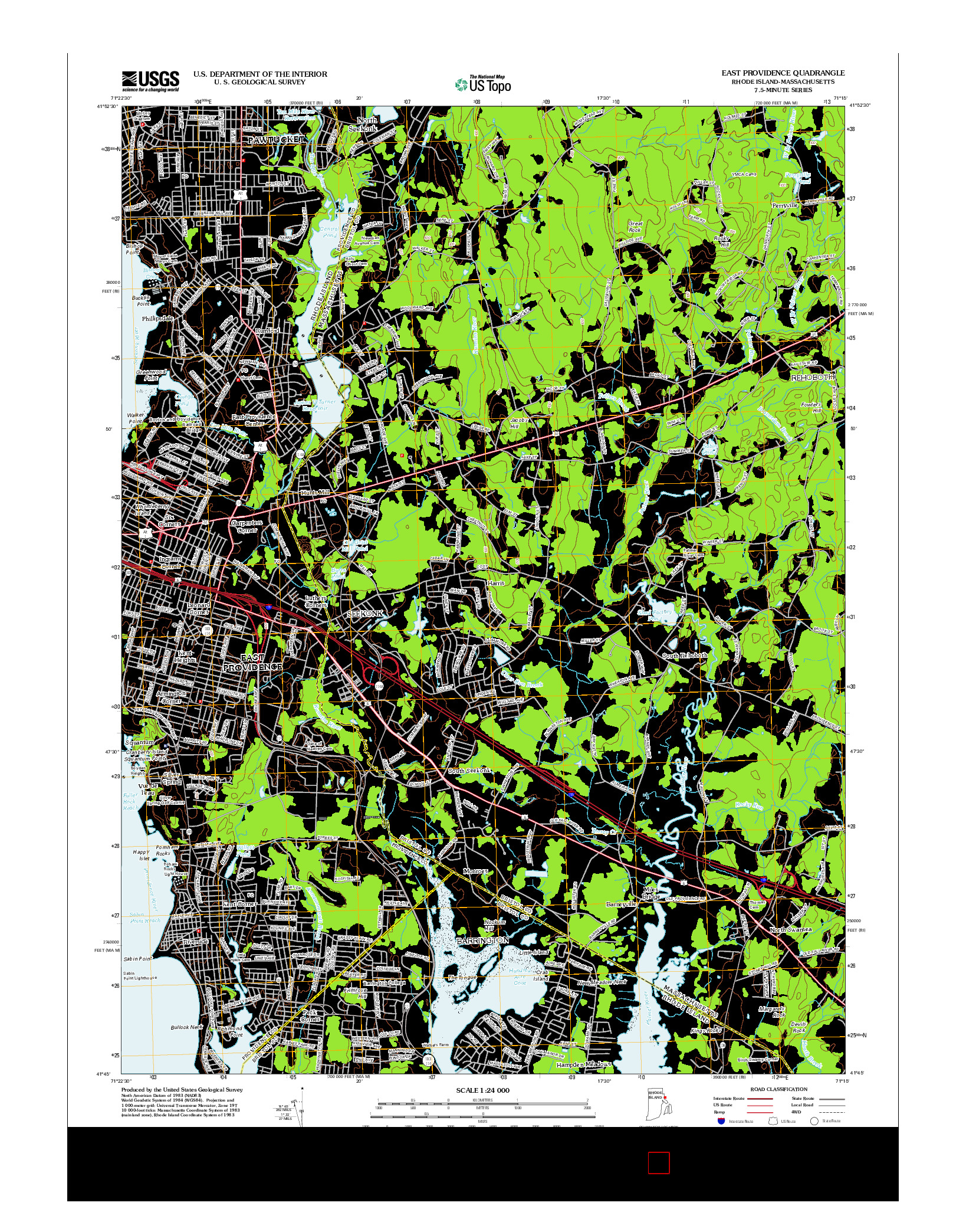 USGS US TOPO 7.5-MINUTE MAP FOR EAST PROVIDENCE, RI-MA 2012