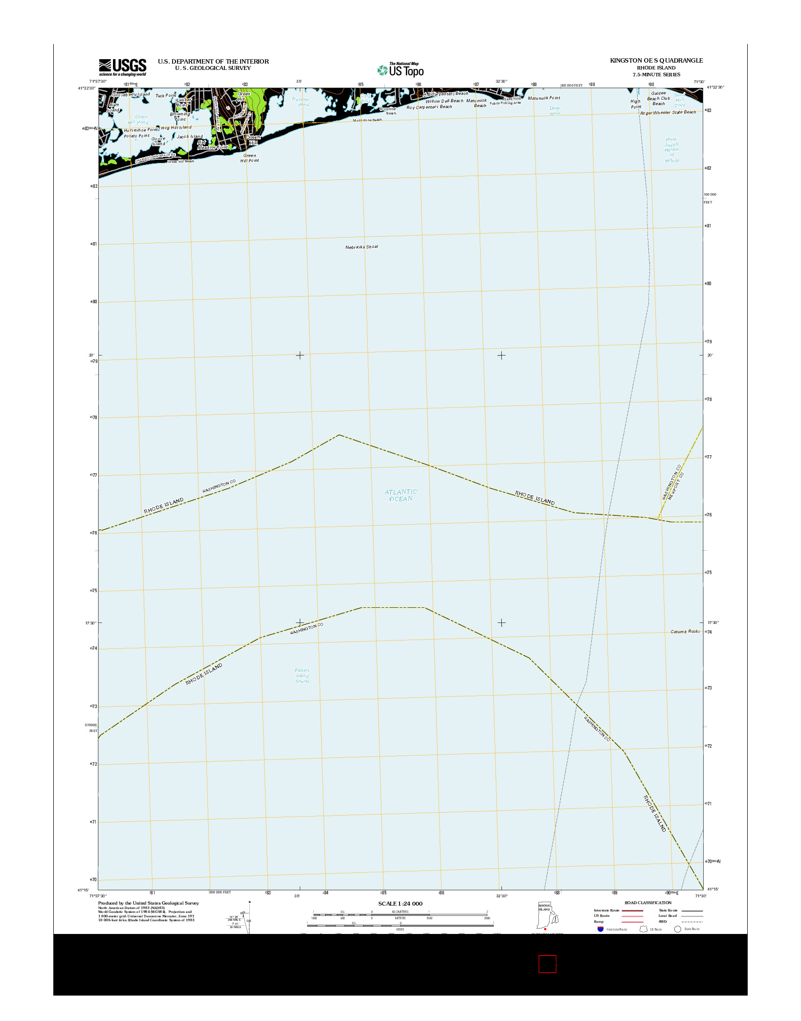 USGS US TOPO 7.5-MINUTE MAP FOR KINGSTON OE S, RI 2012