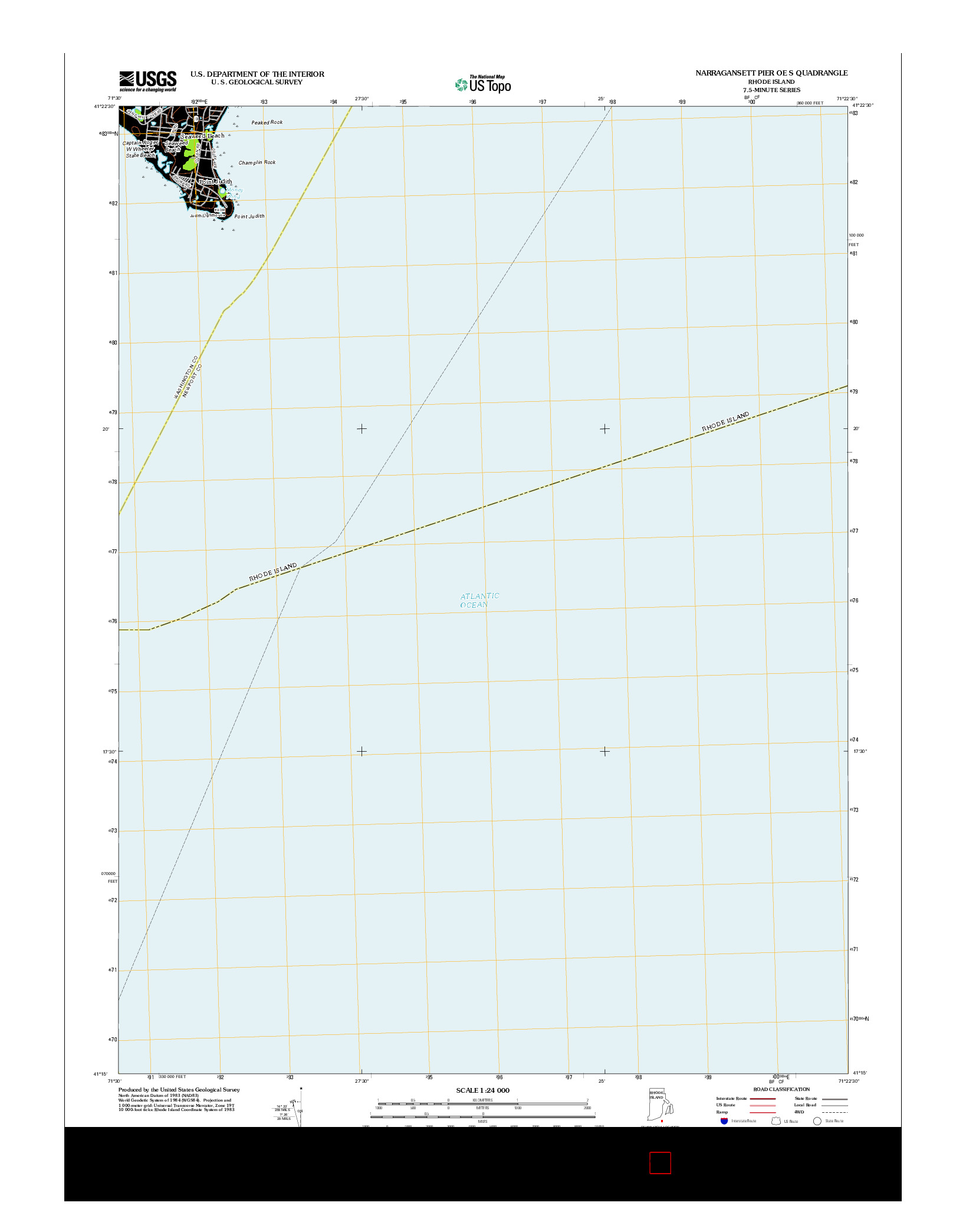 USGS US TOPO 7.5-MINUTE MAP FOR NARRAGANSETT PIER OE S, RI 2012